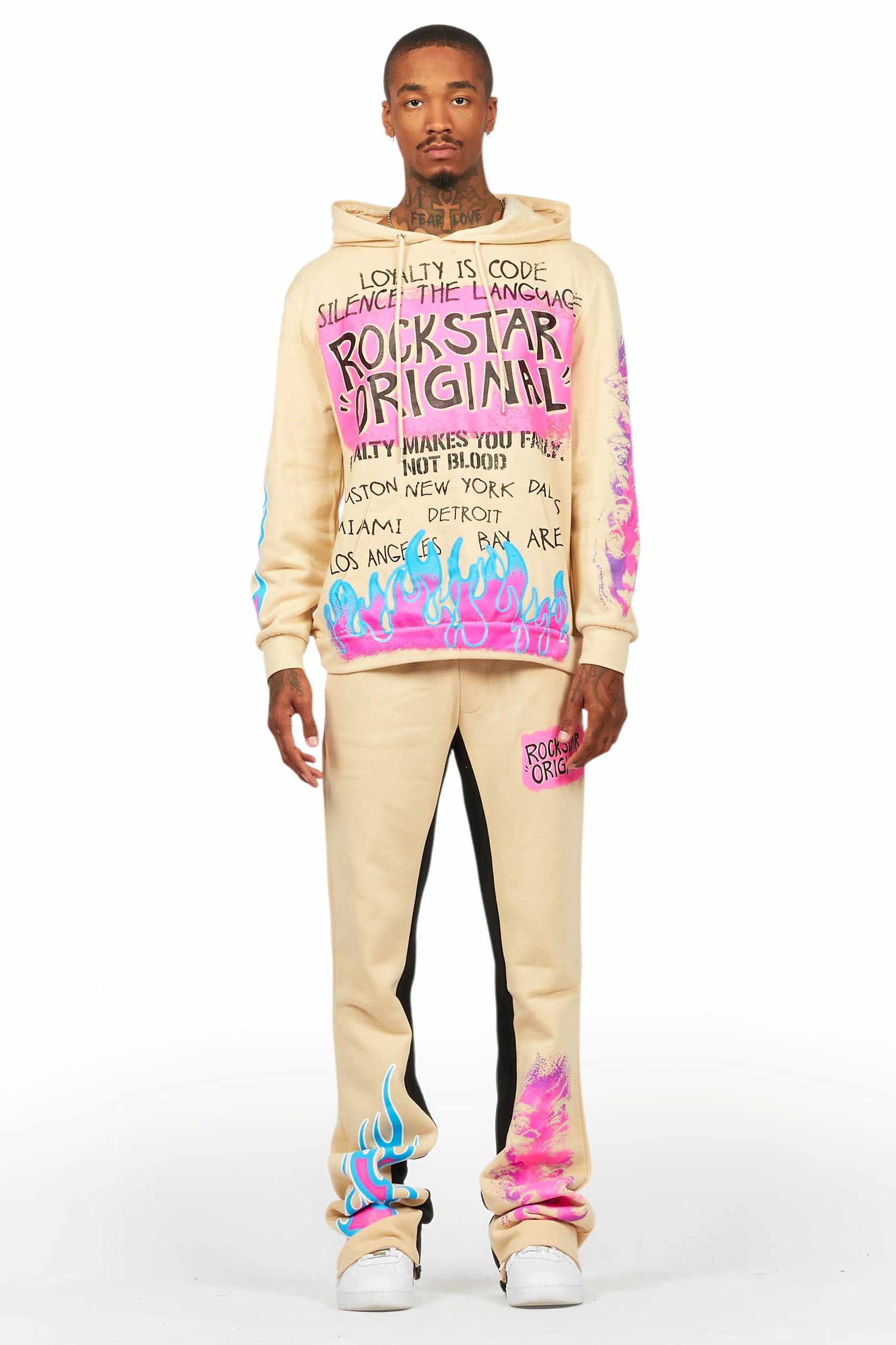 Beno Beige Hoodie/Baggy Track Pant Set Male Product Image