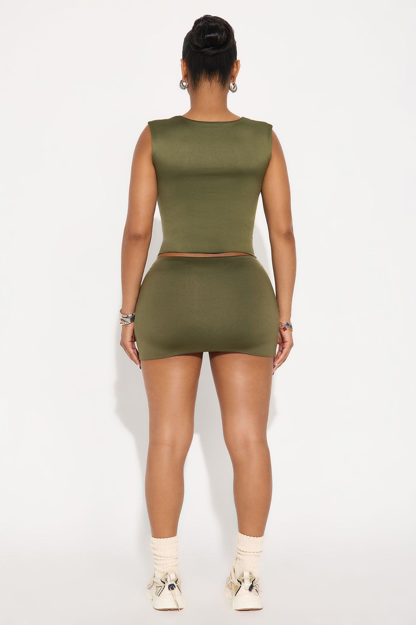 Contour Double Lined Mini Skirt - Military Green Female Product Image