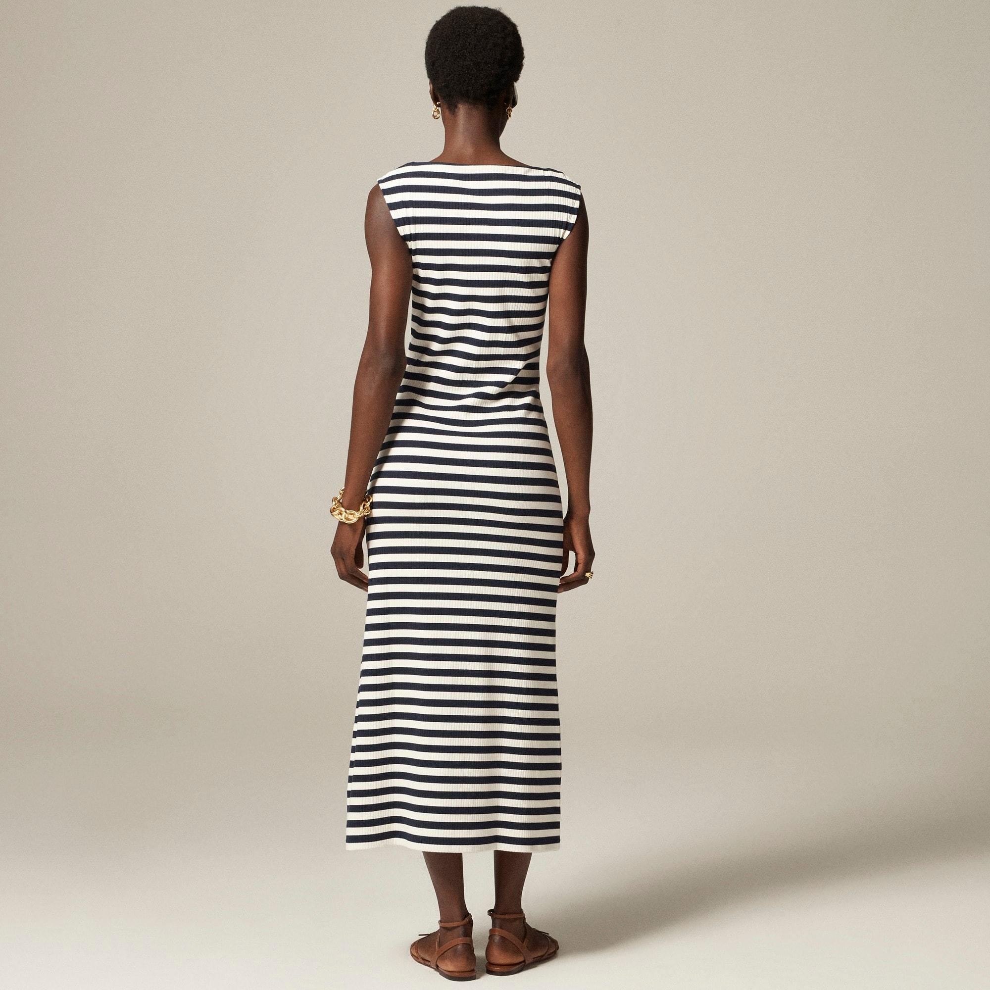 Knit boatneck midi dress in stripe Product Image
