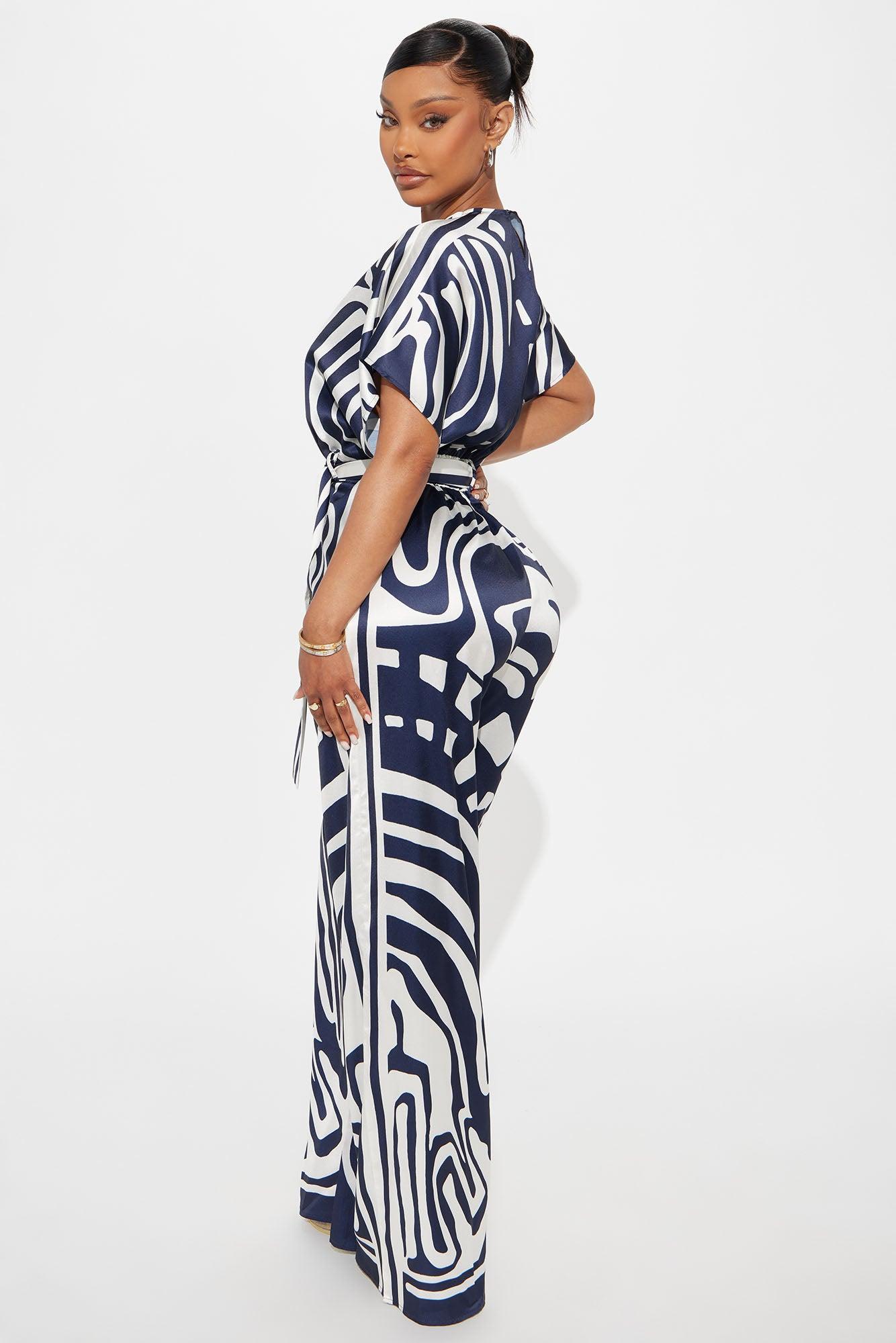 Solora Satin Jumpsuit - Navy/combo Female Product Image