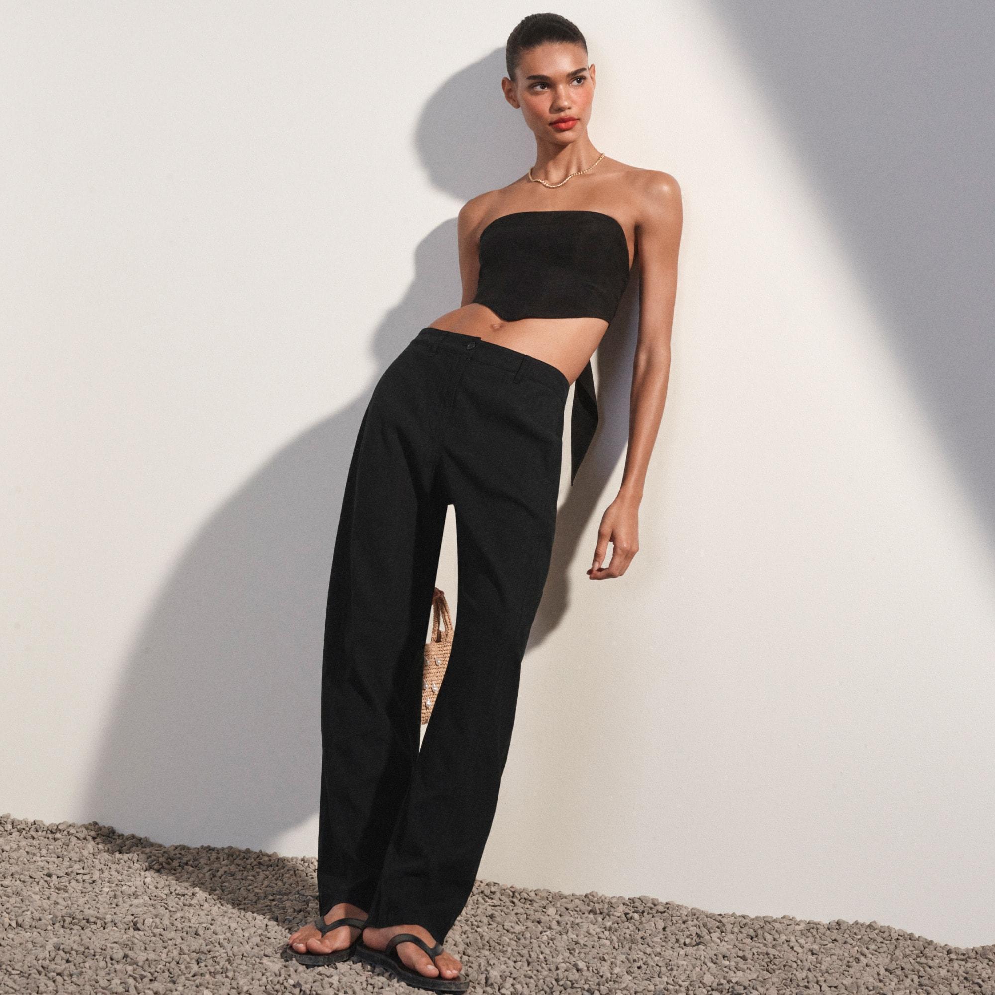 Tie-back tube top in textured satin Product Image