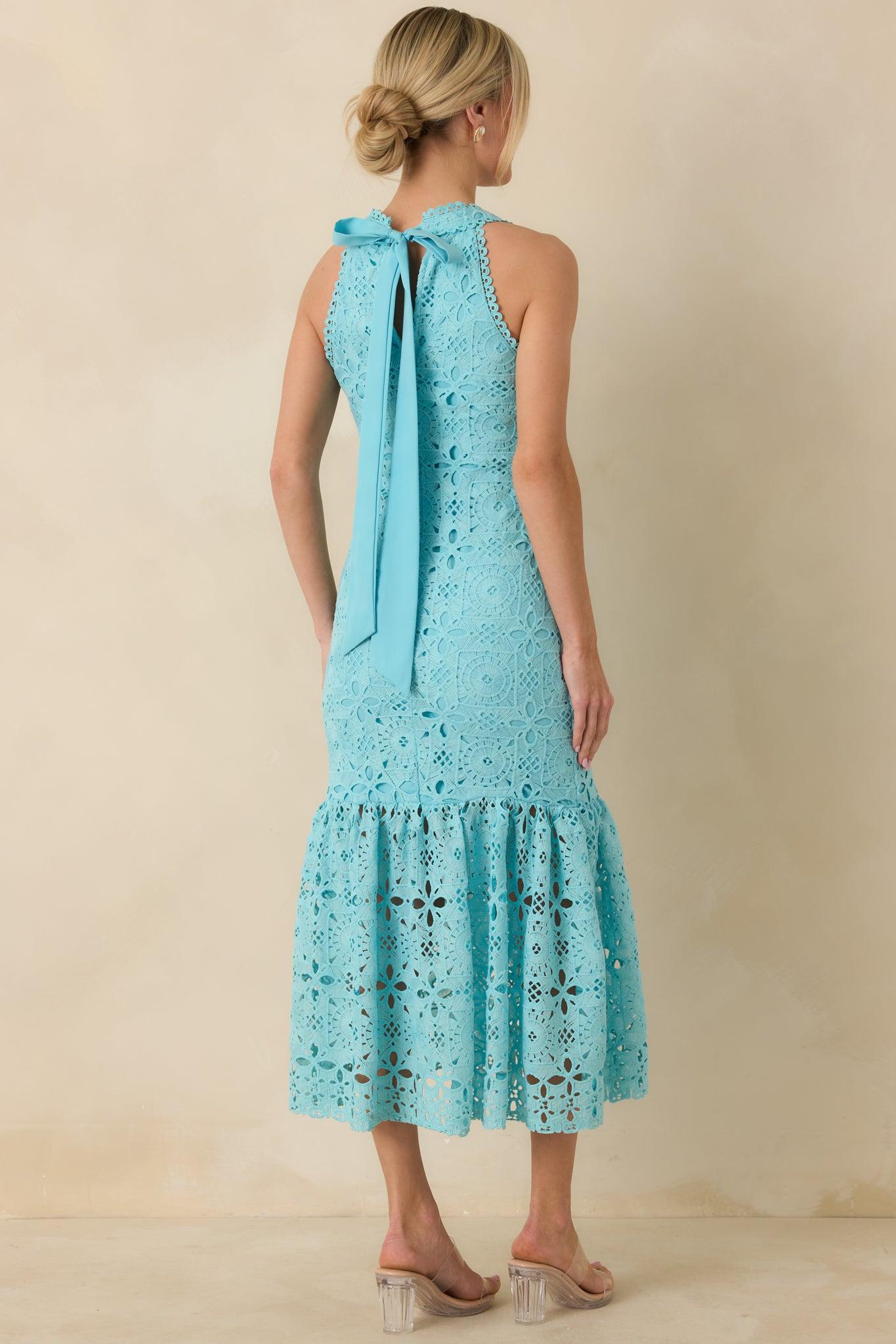 It's A New Day Horizon Blue Floral Embroidered Maxi Dress Product Image