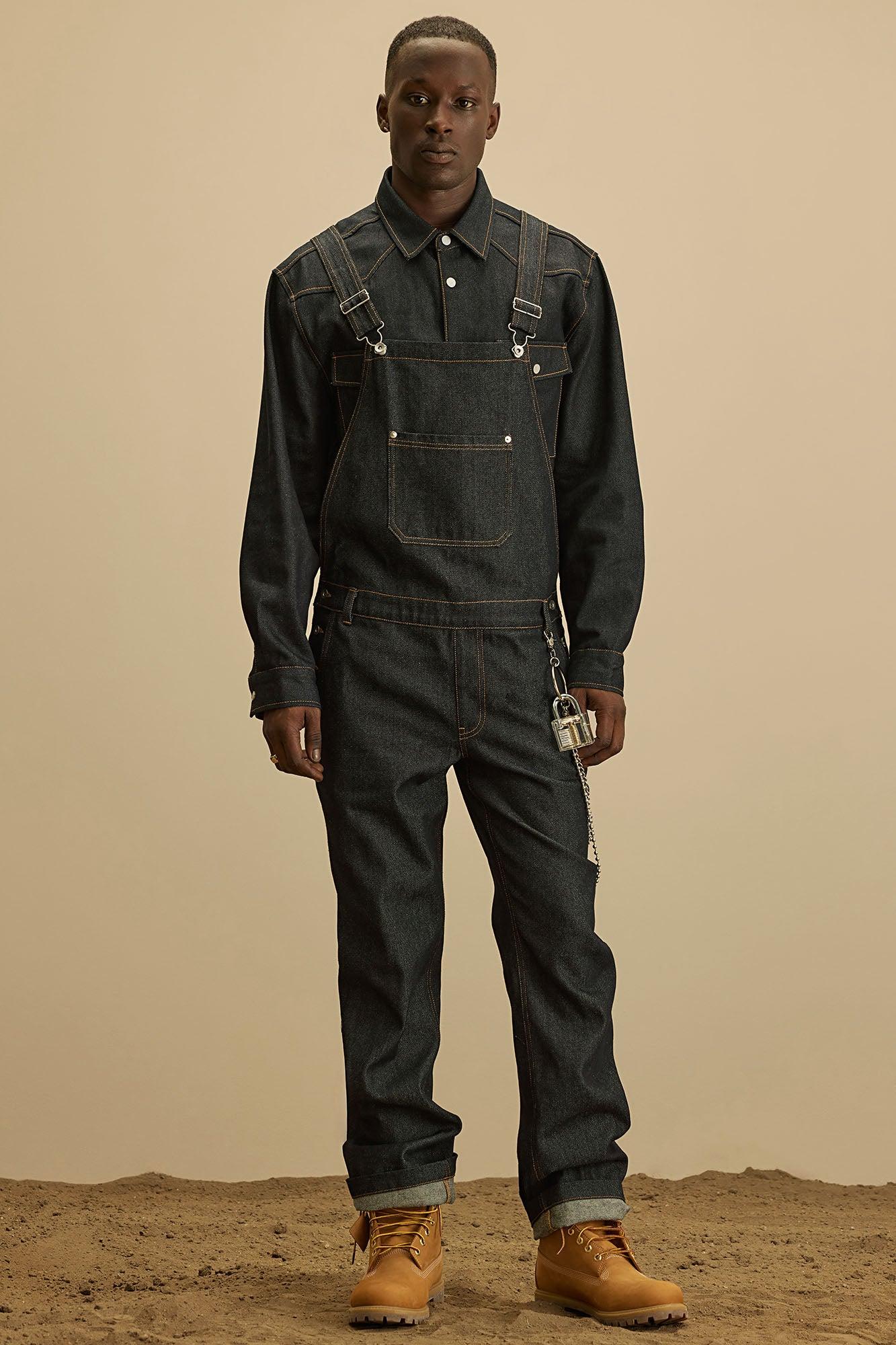 Collin Raw Denim Overalls - Indigo Product Image