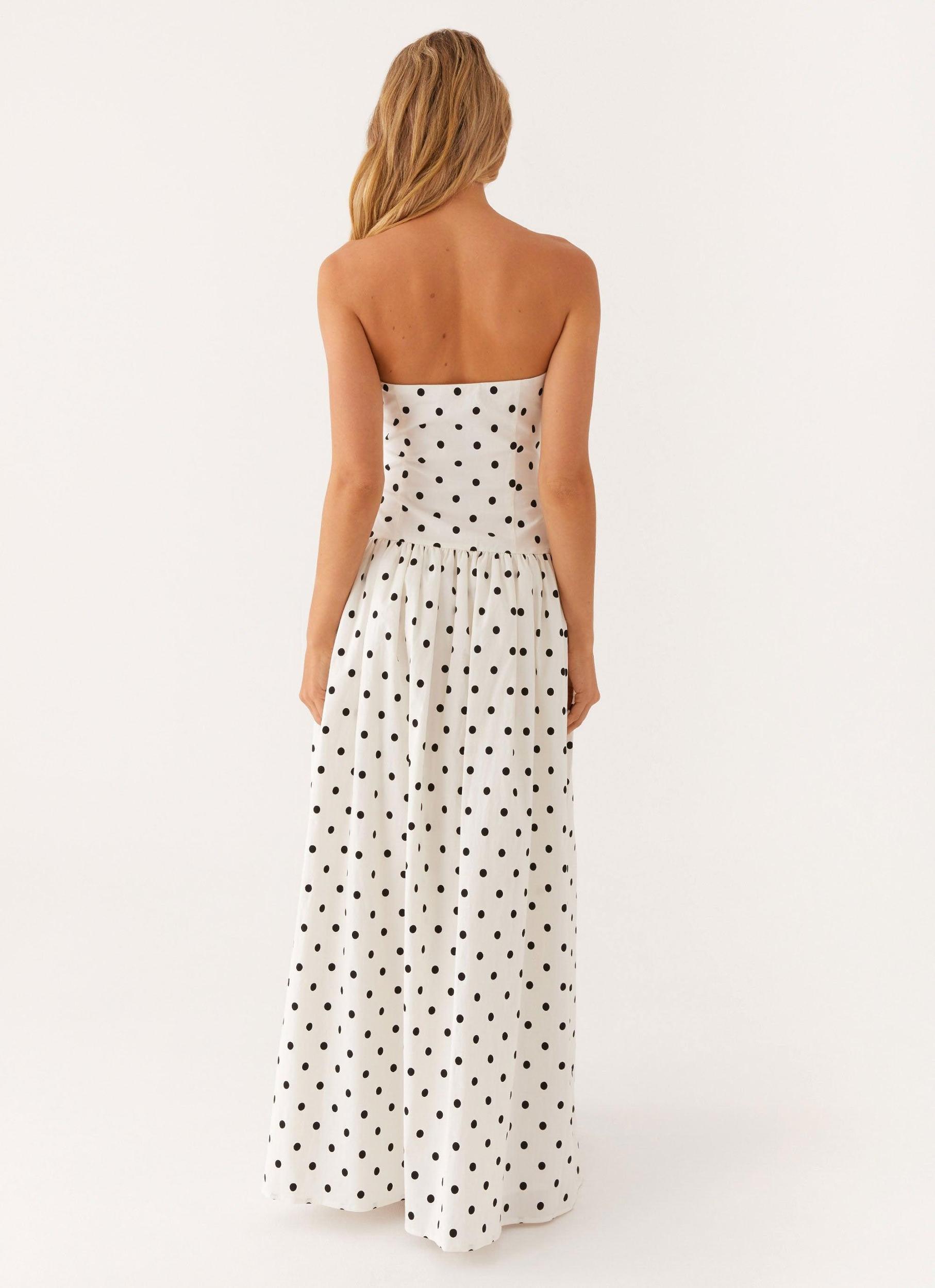 Andorra Maxi Dress - White Polkadot Product Image