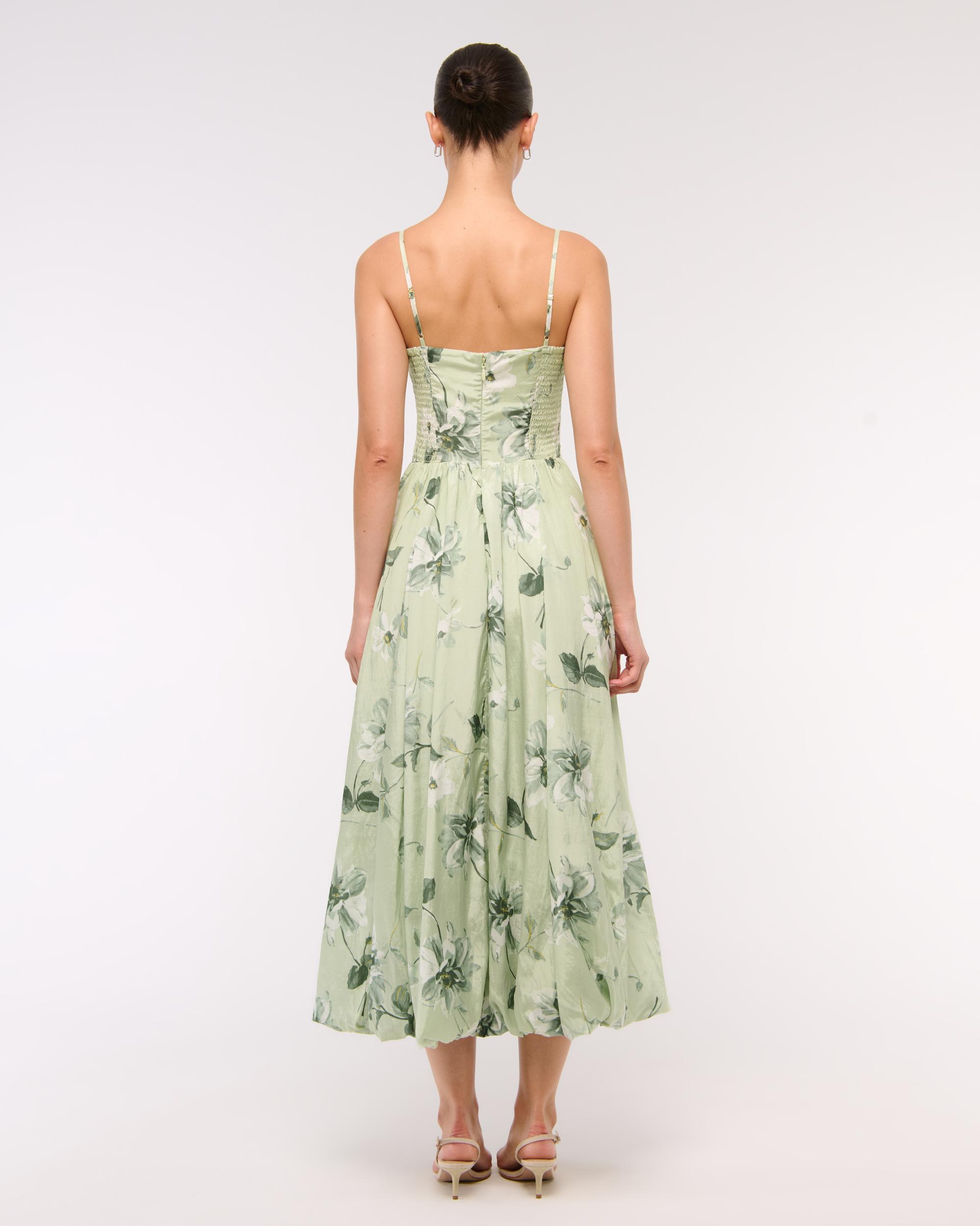 Dipped-Waist Bubble Hem Midi Dress Product Image