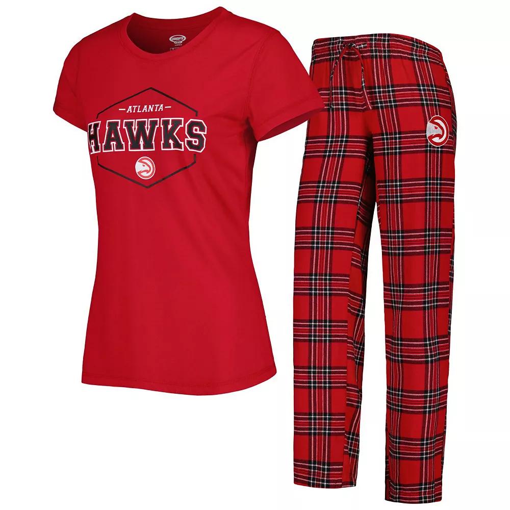 Women's Concepts Sport Red/Black Atlanta Hawks Badge T-Shirt & Pajama Pants Sleep Set,  Product Image