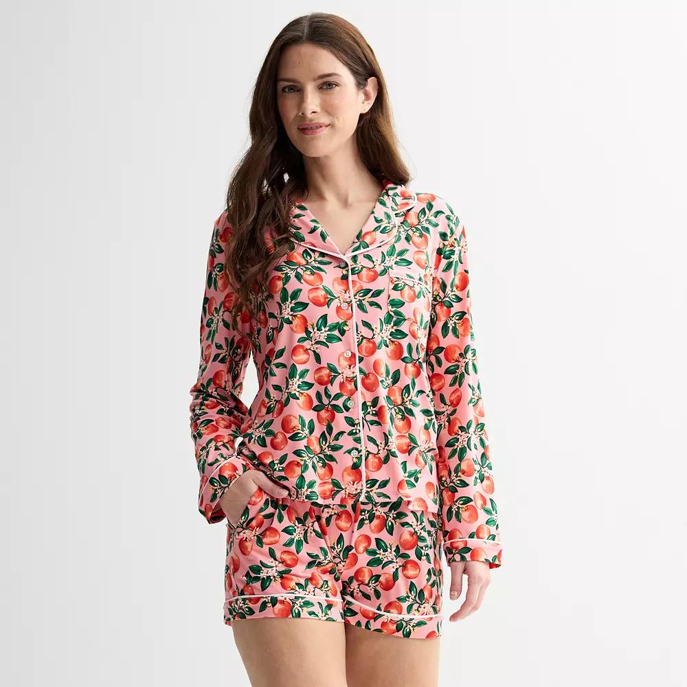 Women's Draper James 2-Piece Cozy Long Sleeve Pajama Top and Pajama Shorts Set,  Product Image