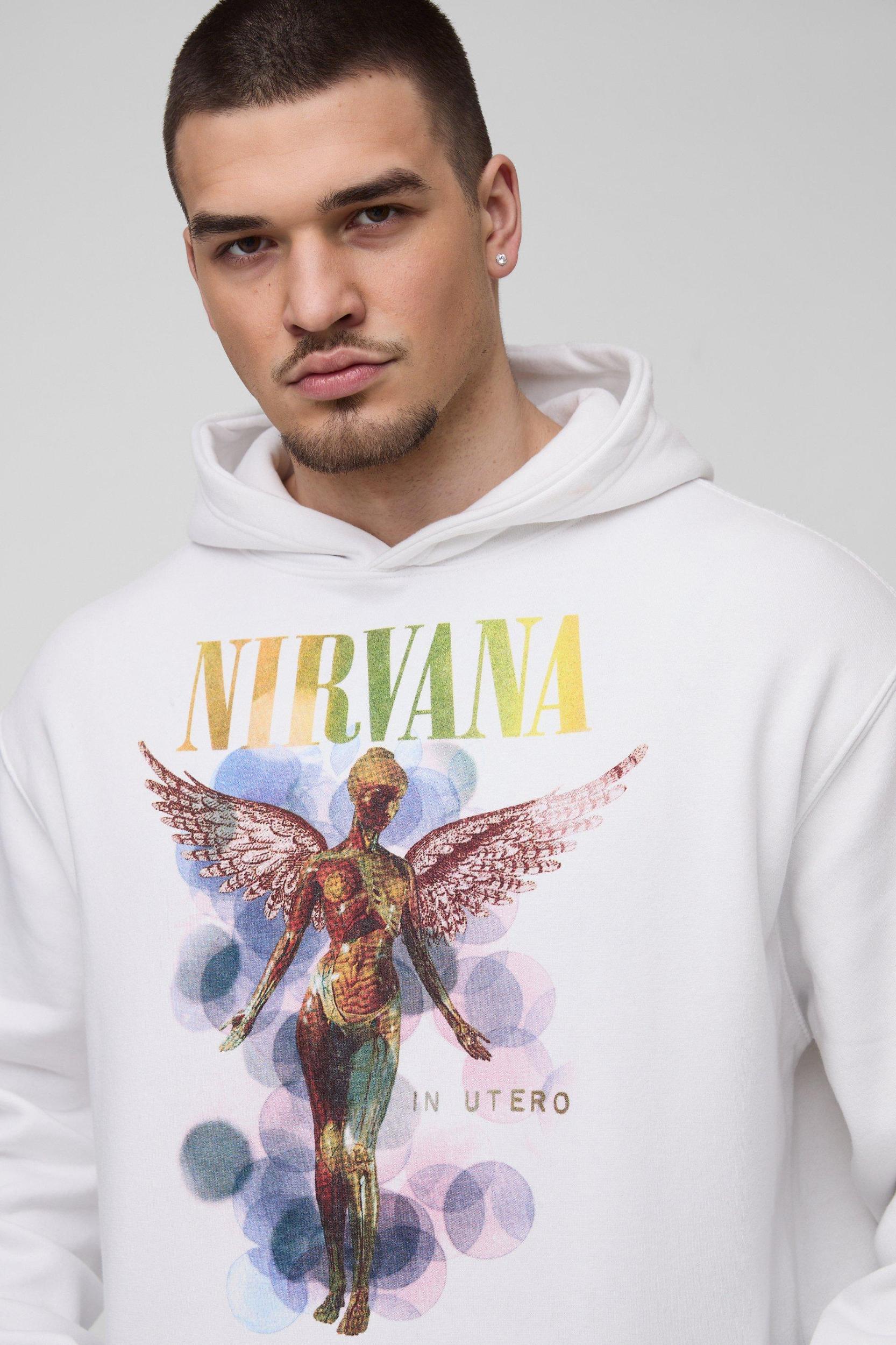 Tall Oversized Nirvana License Print Hoodie | boohooMAN USA Product Image