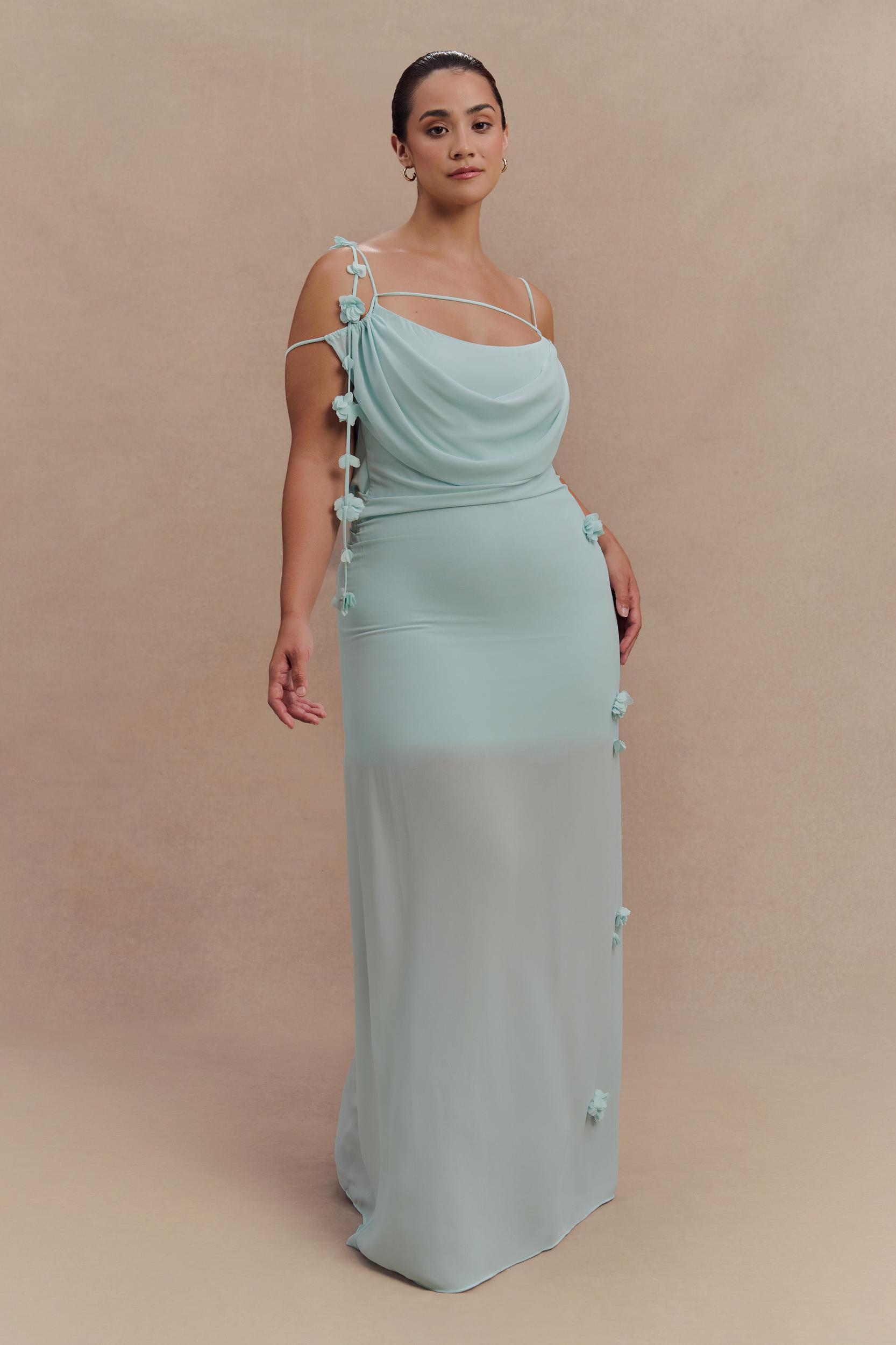 Rosalie Floral Chiffon Maxi Dress - Lagoon Product Image