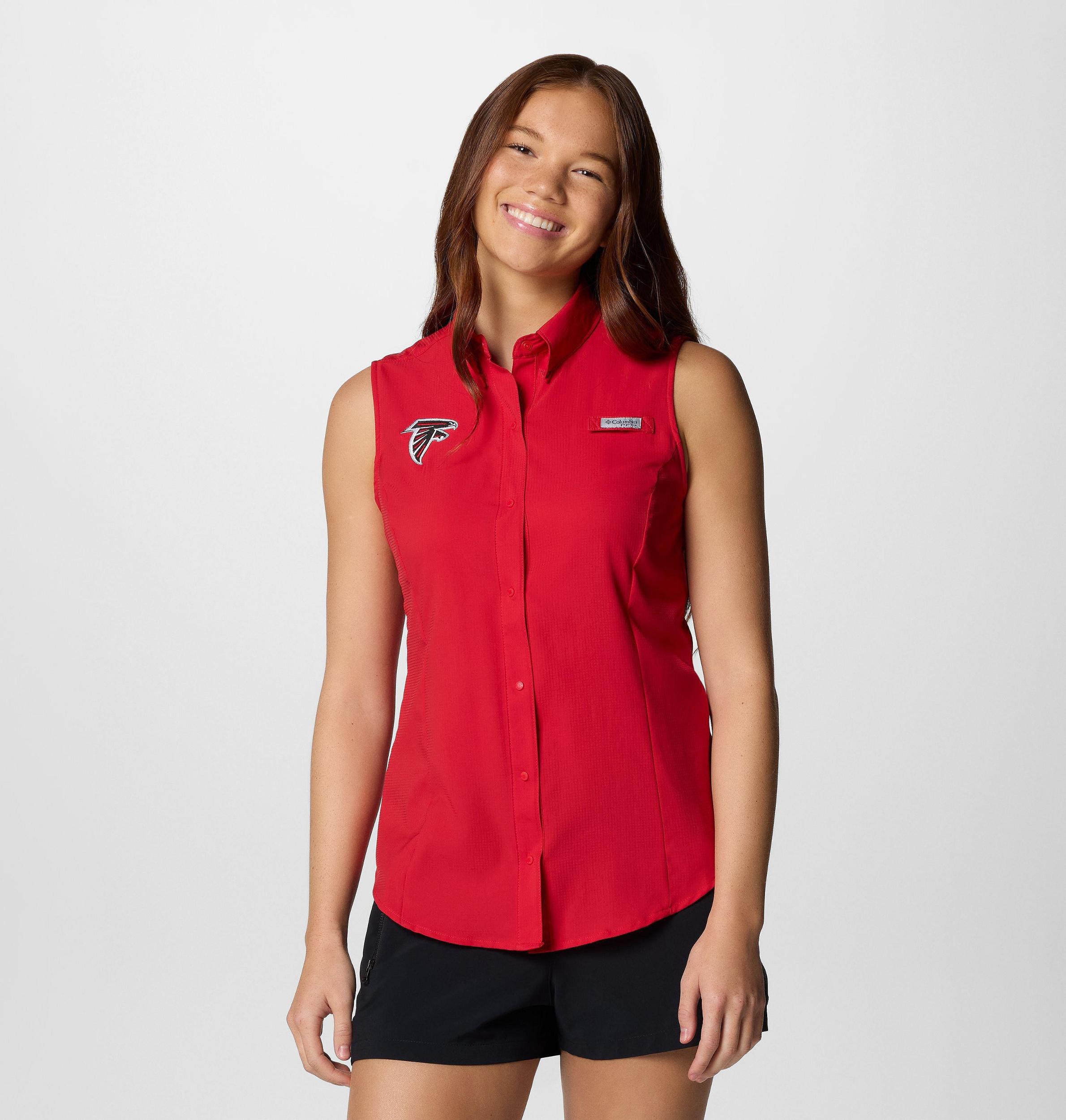 Columbia Womens PFG Tamiami Sleeveless Shirt - Atlanta Falcons- Product Image