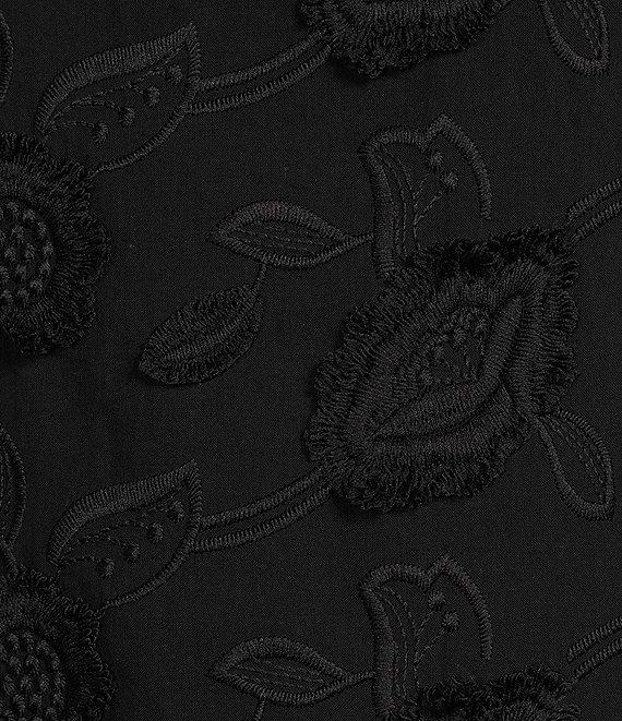 Abbey Glass Barbara Ruffle Mock Neck 3D Floral Detail Sleeveless Top Product Image