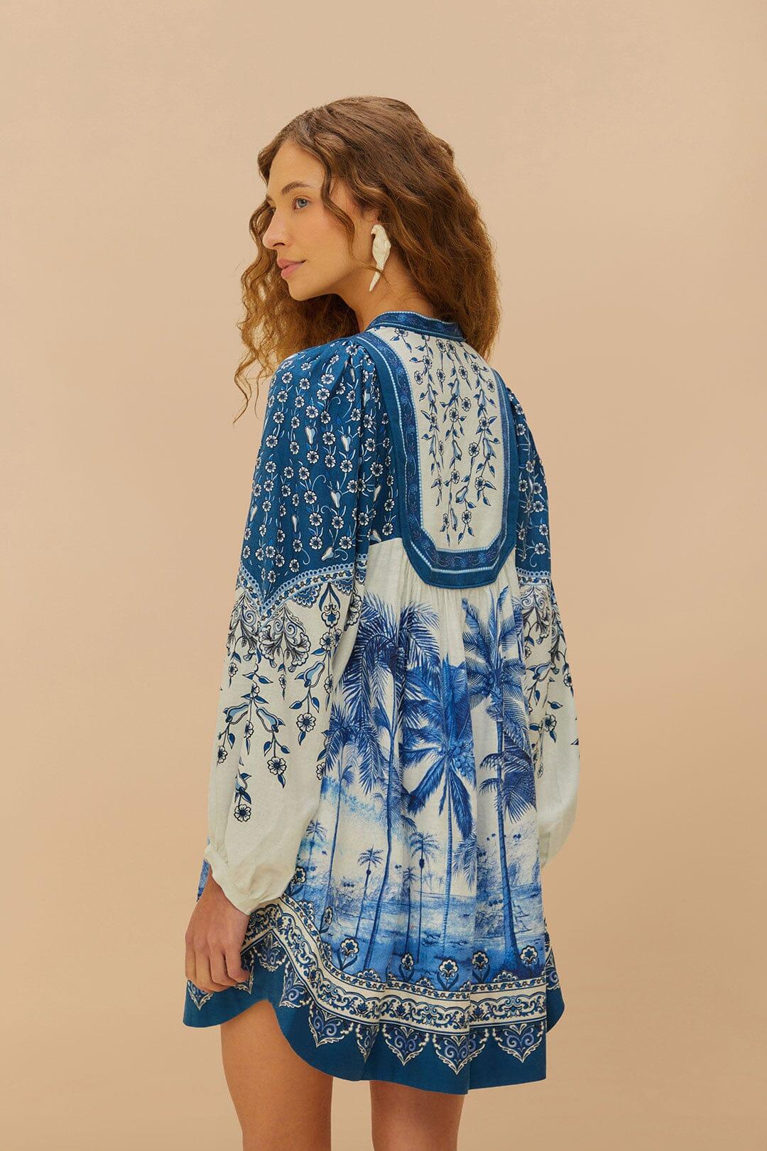 Off-White Palm Tree Beach Mini Dress Product Image