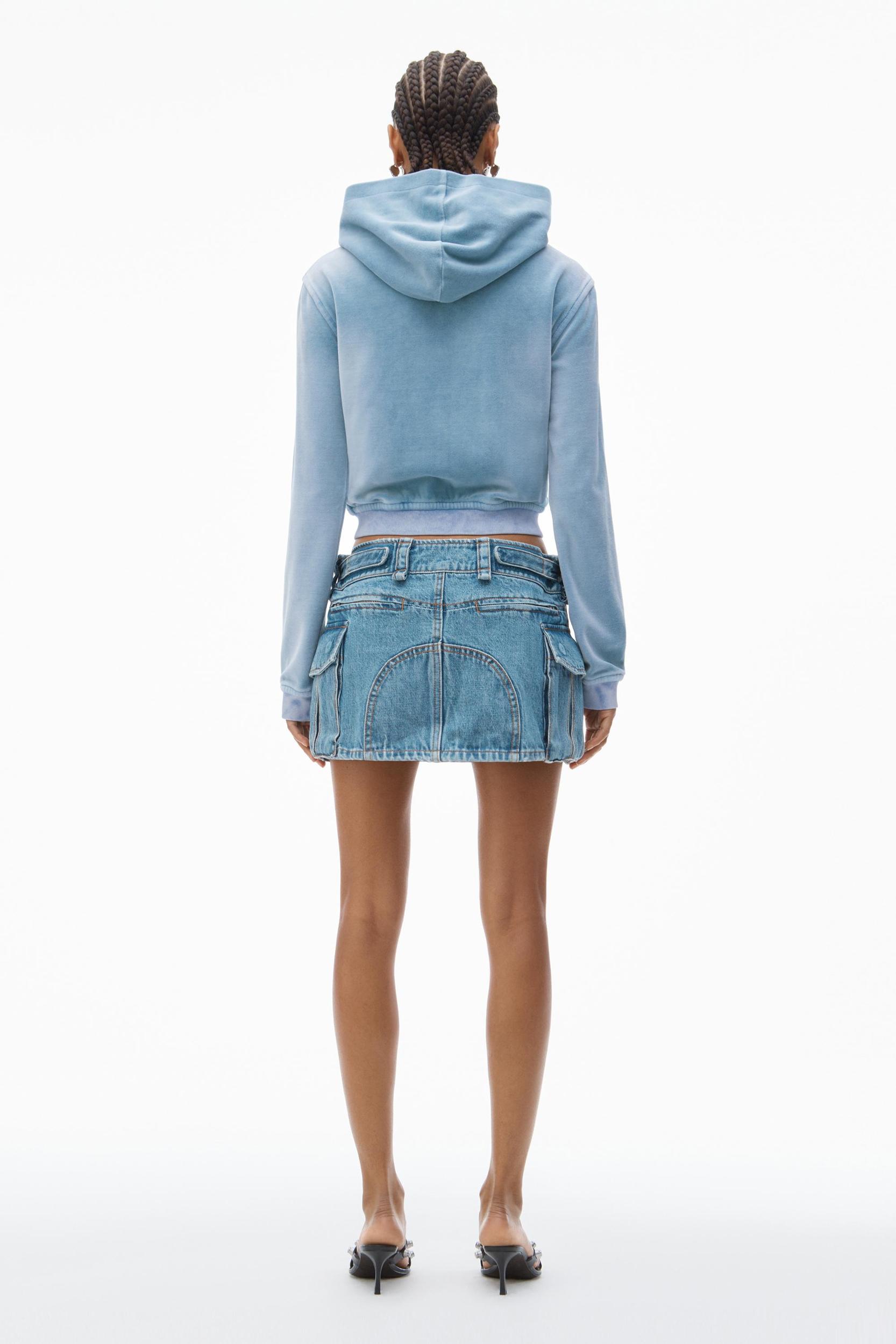 Shrunken Zip-up Hoodie In Crushed Velour Product Image