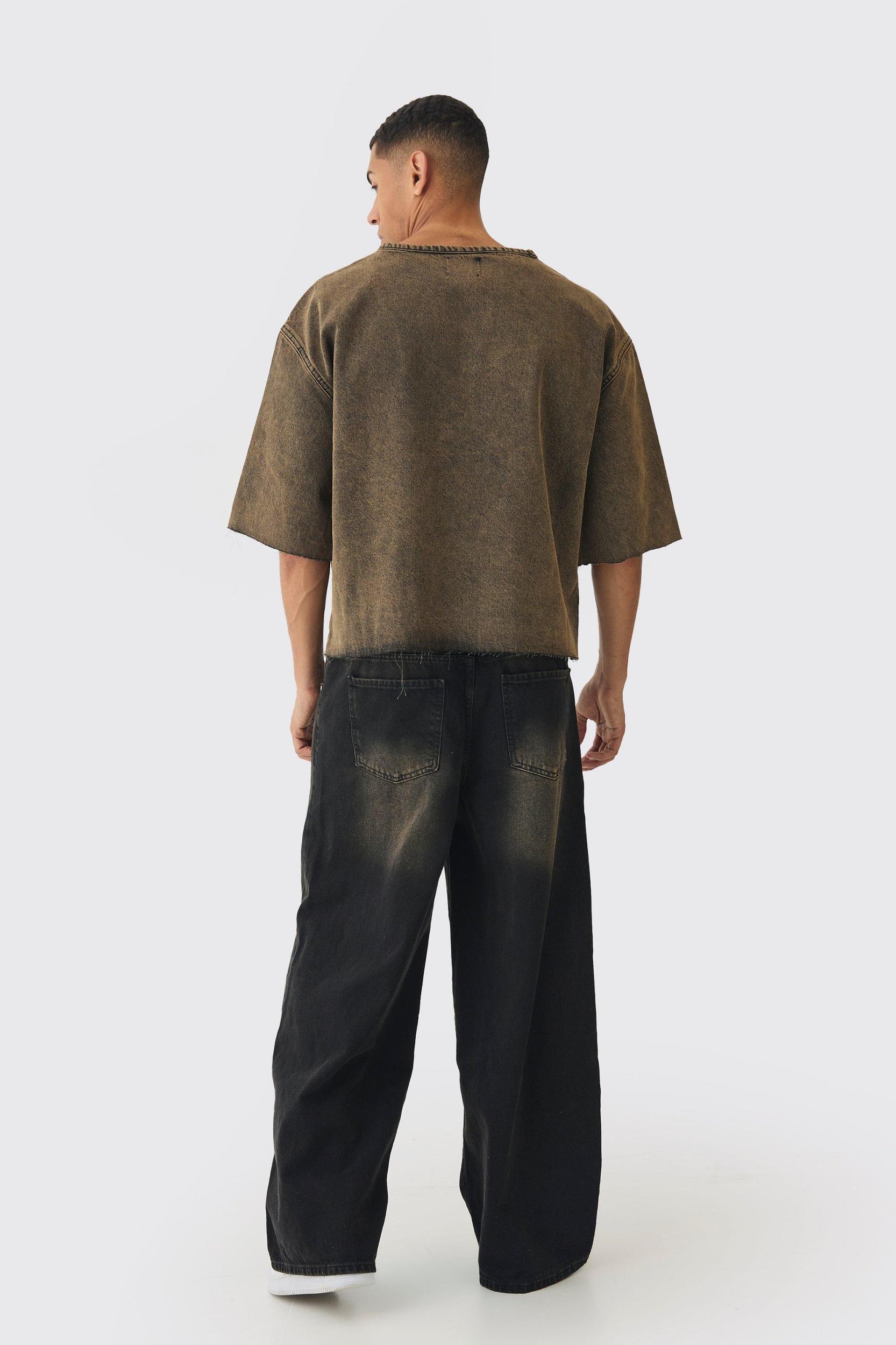 Elasticated Waist Extreme Baggy Rigid Tinted Wash Jeans | boohooMAN USA Product Image