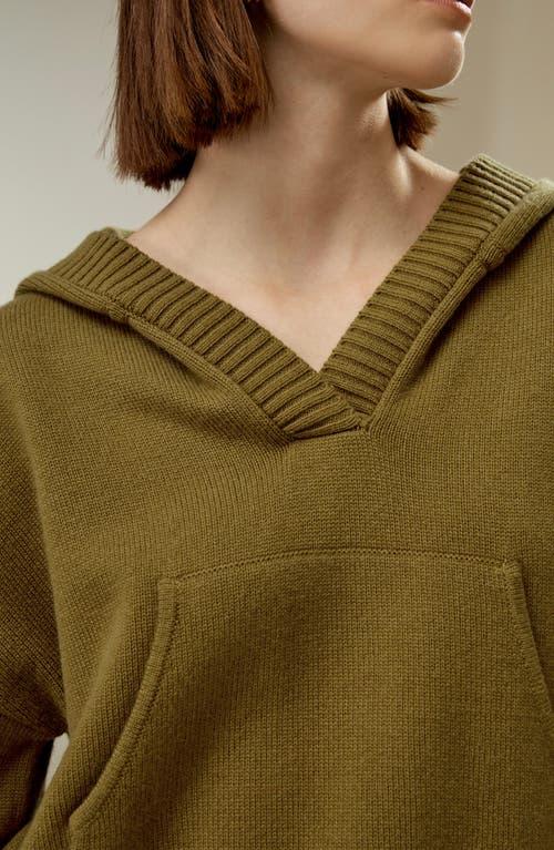 Lilysilk Cropped Wool-Cashmere  Blend Hoodie for Women in Avocado Green at Nordstrom, Size X-Small Product Image