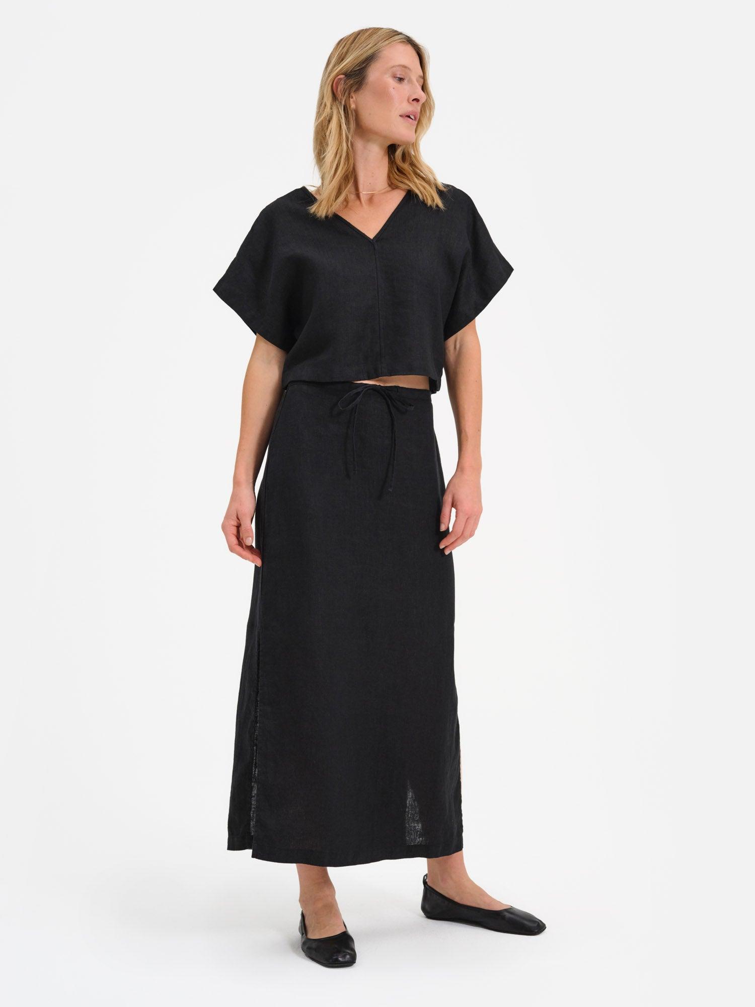Organic Linen Midi Skirt Female Product Image