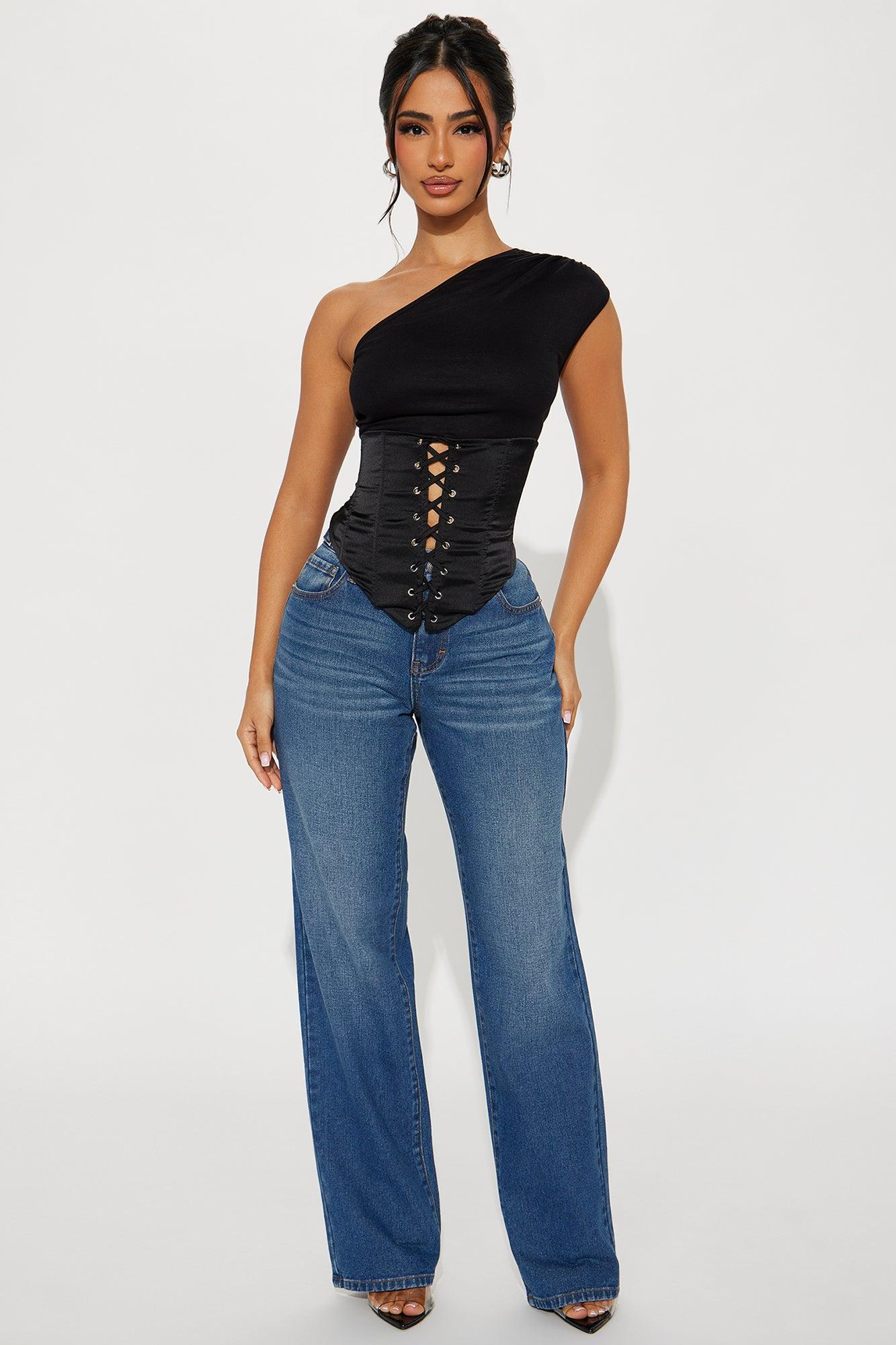 Love On The Line Corset Top - Black Product Image