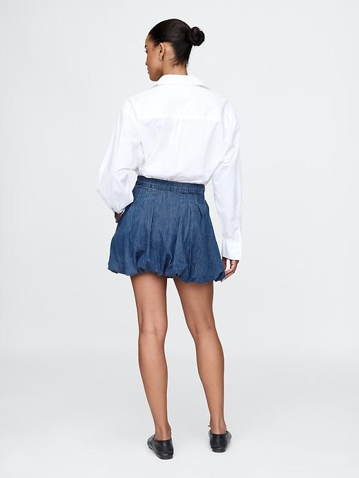 Denim Bubble Mini Skirt Product Image