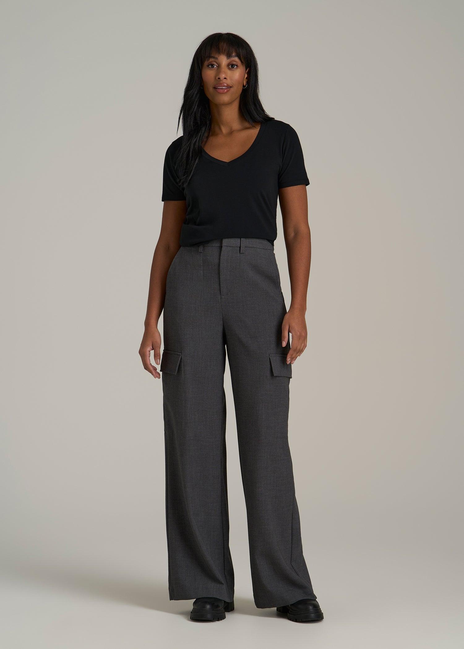 Scoop V-Neck Tee for Tall Women in Black Female Product Image