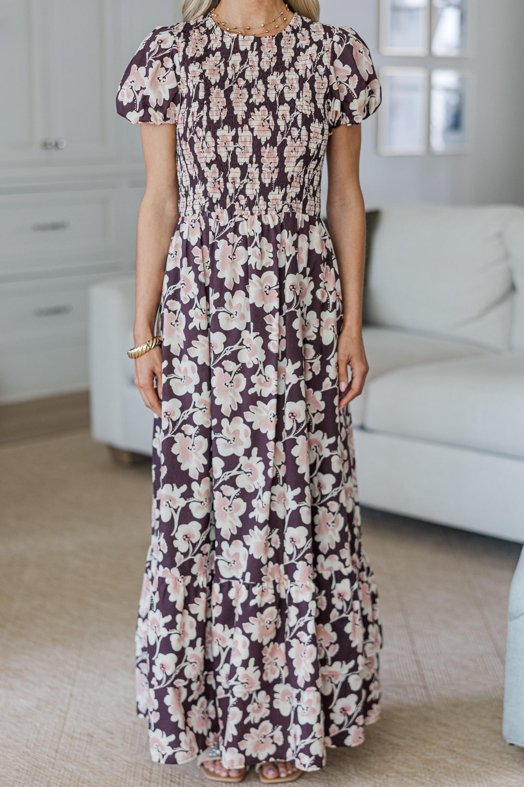 NURSING COLLECTION: Make The Right Choice Burgundy Red Abstract Maxi Dress Female Product Image