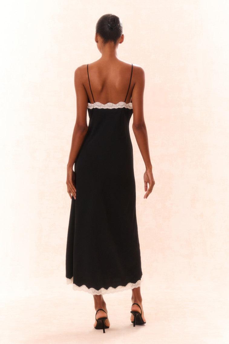 Manuela Bow Slip Maxi Dress - BLACK Product Image