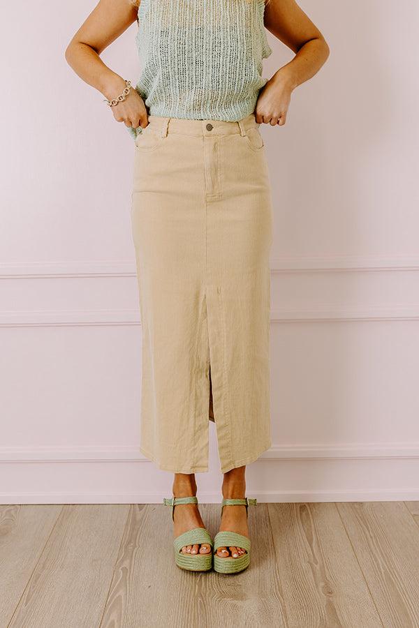 The Bristol High Waist Denim Skirt In Cream Product Image