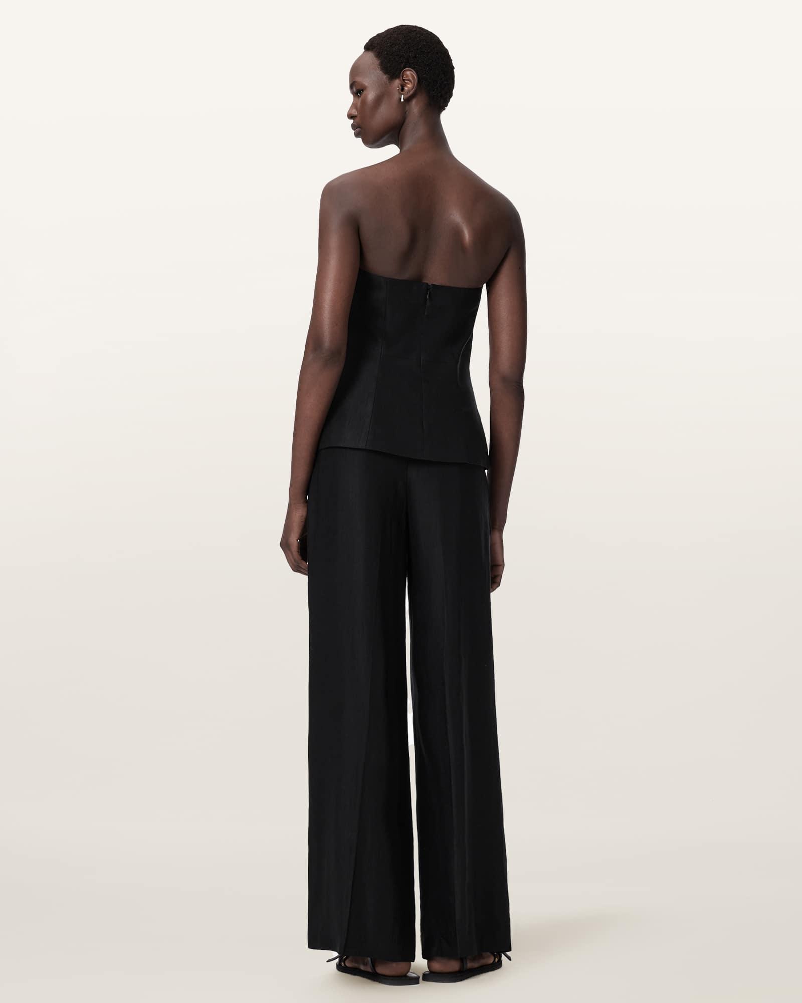 Charley Relaxed Fit Linen Blend Pants Black | ALLSAINTS US Product Image