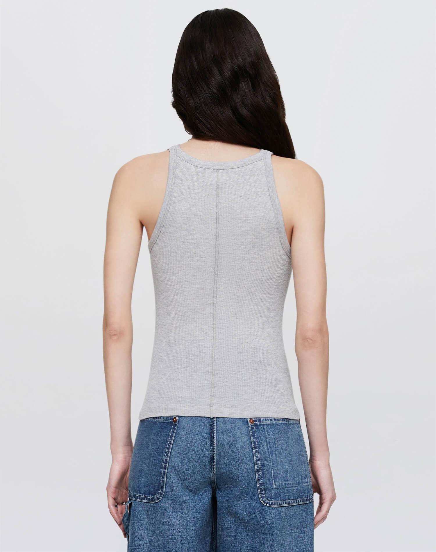 Hanes Ribbed Tank - Heather Grey Female Product Image