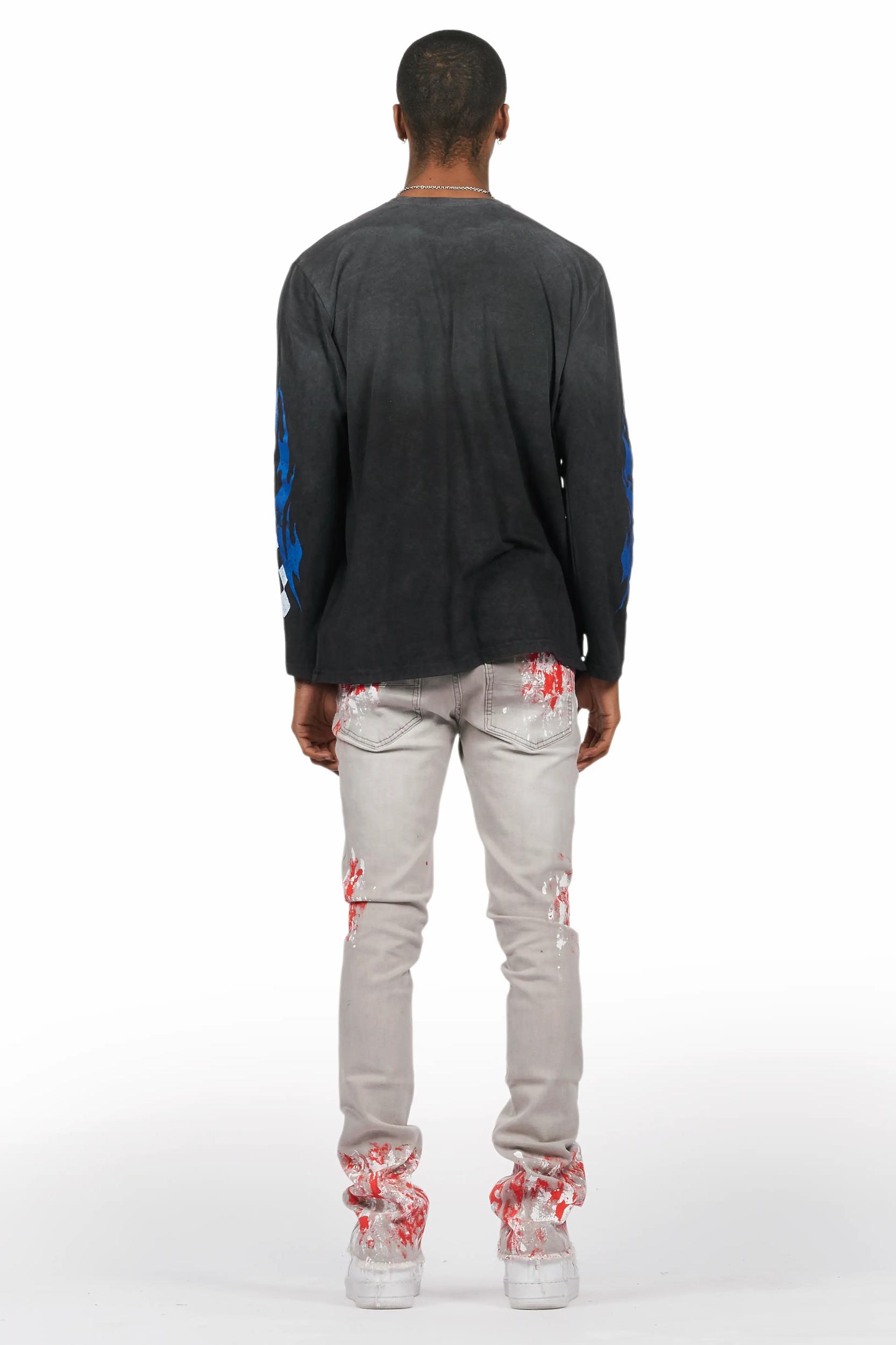 Kodak Grey/Red Painter Stacked Flare Jean Male Product Image