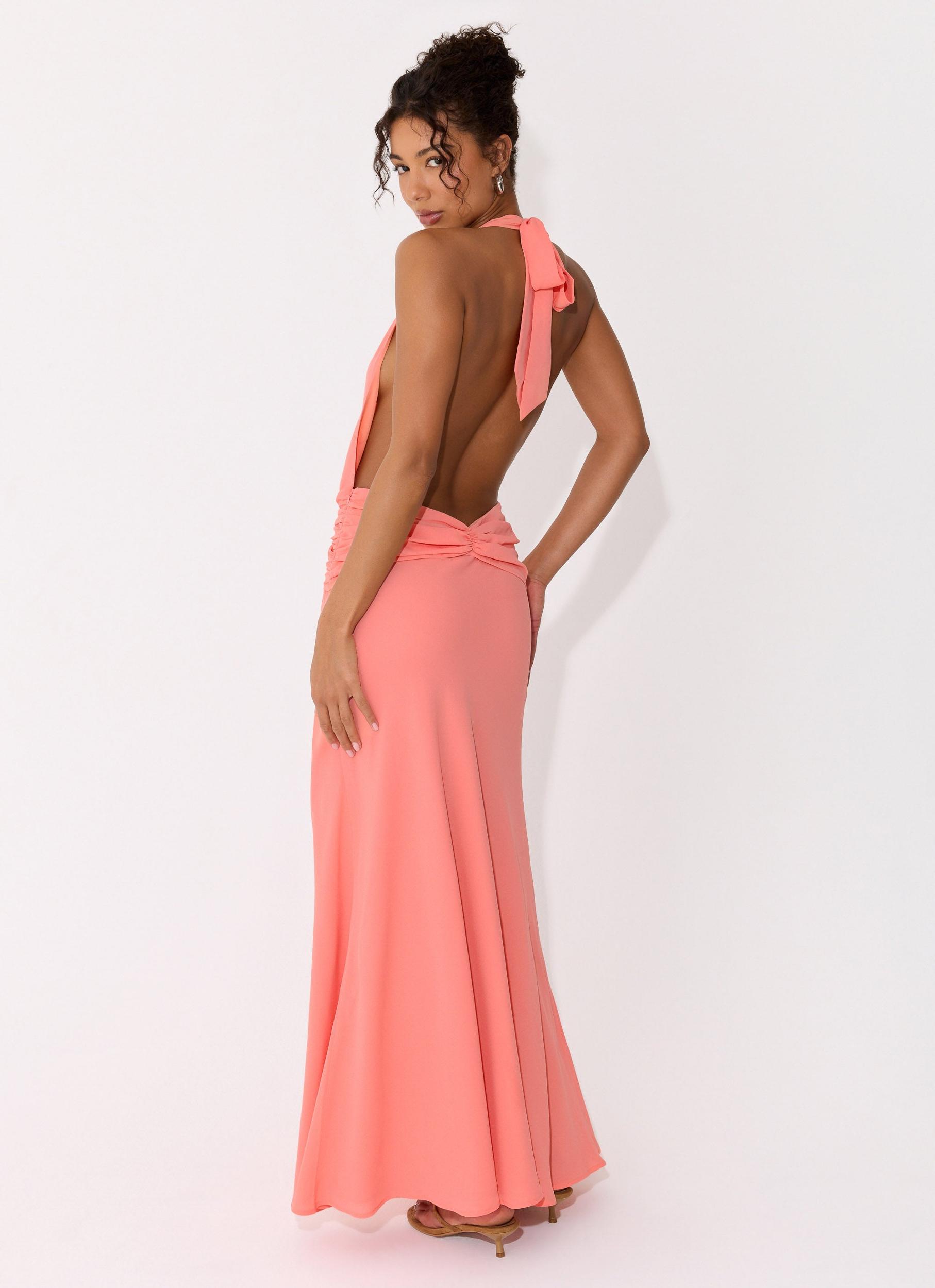Attina Halter Maxi Dress - Coral Product Image