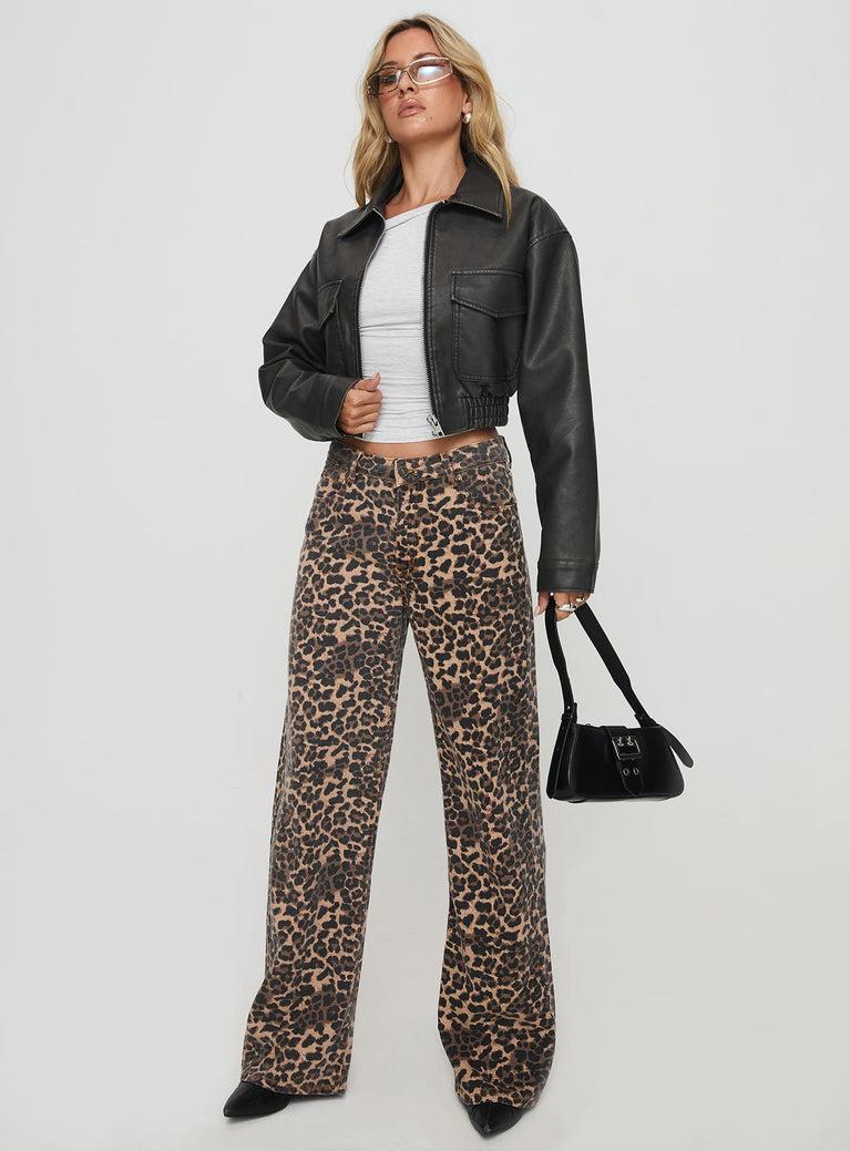 Eavar Faux Leather Jacket Washed Black Product Image