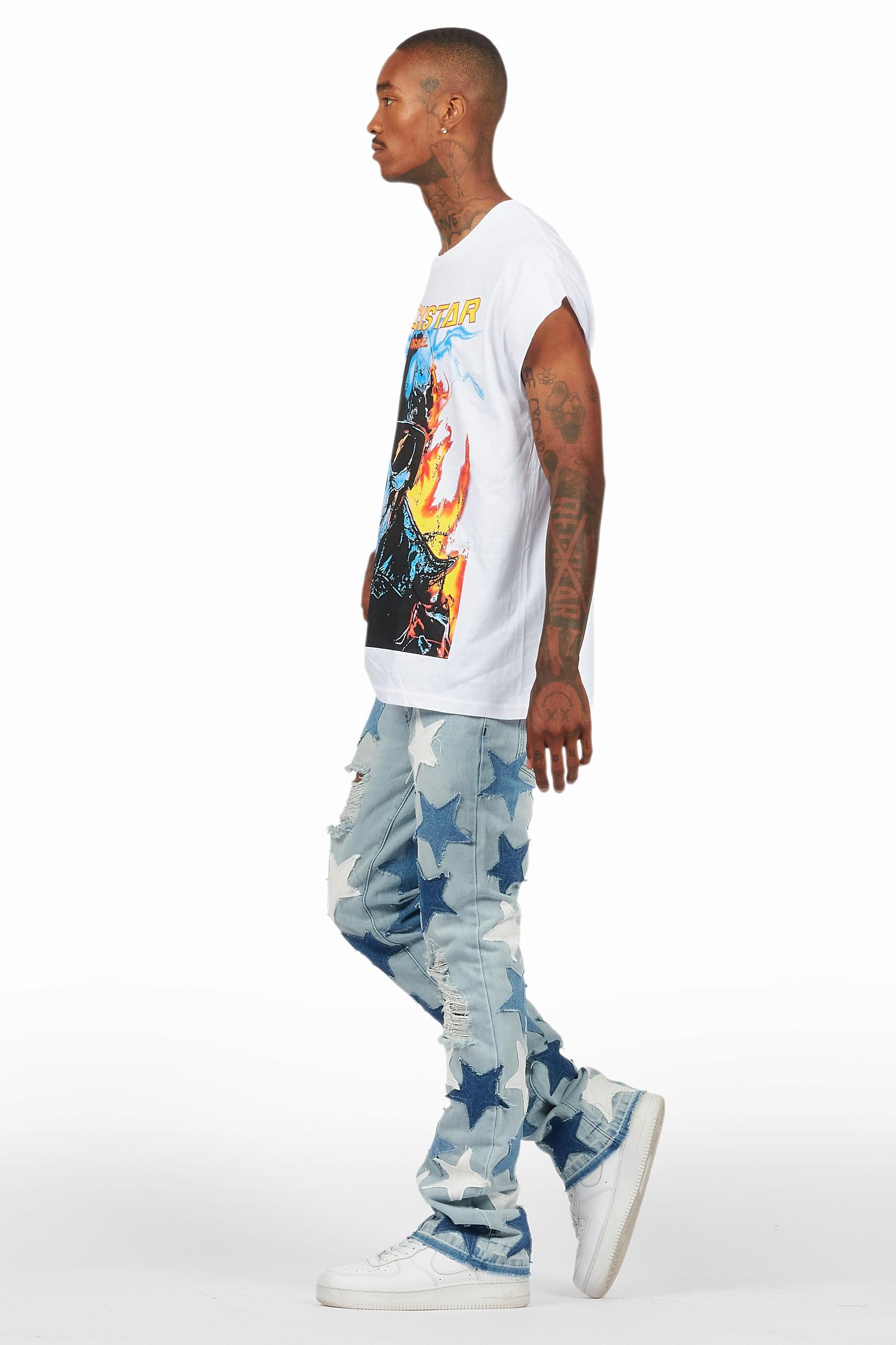 StarLane Light Blue Stacked Flare Jean Male Product Image