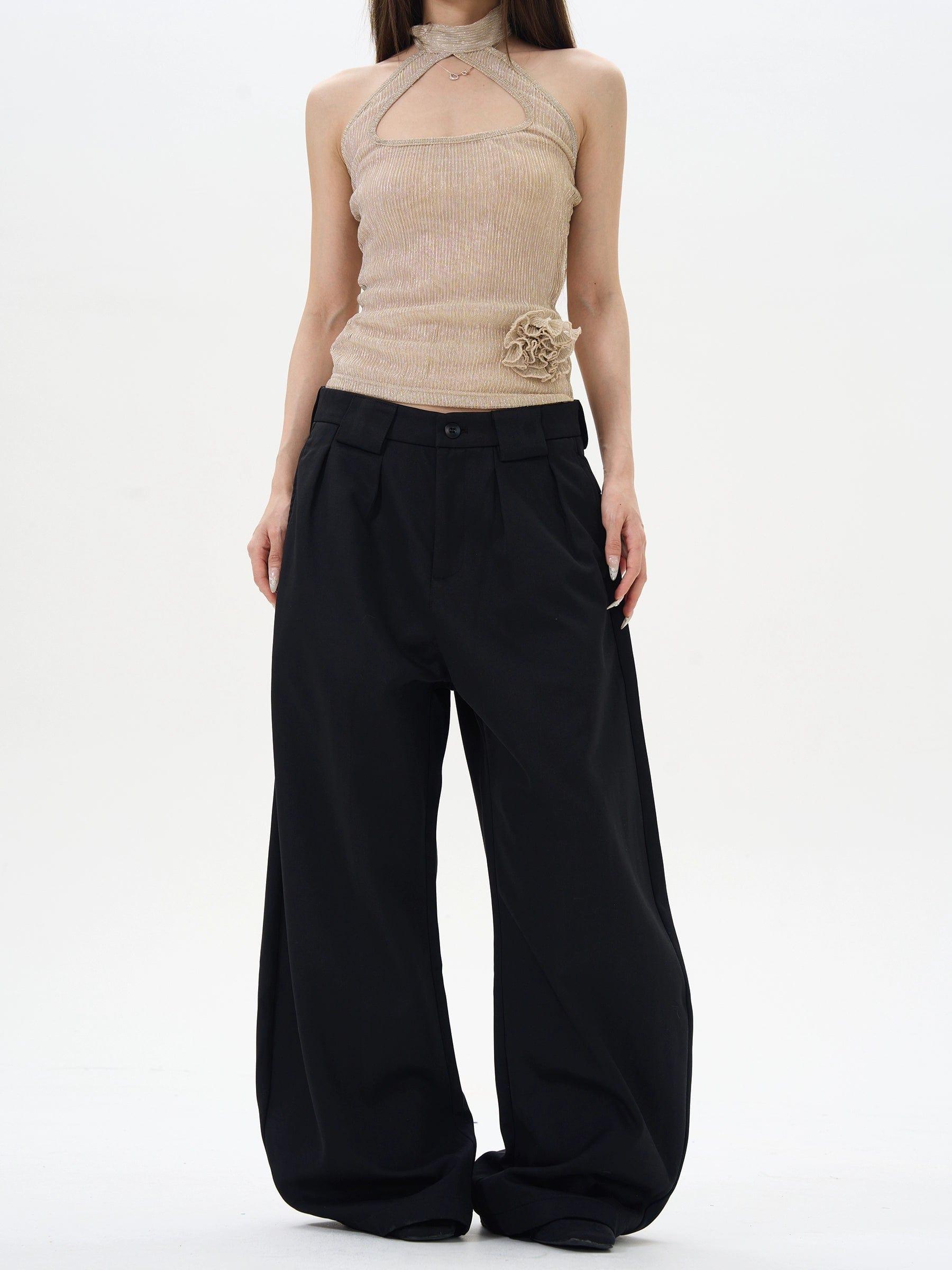 RT No. 12258 BLACK SCIMITAR BAGGY STRAIGHT PANTS Unisex Product Image