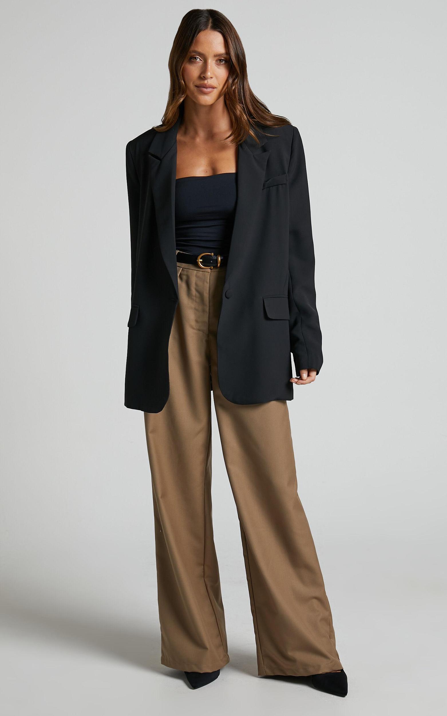 Caralina Blazer - Oversized Single Breasted Blazer in Black Product Image