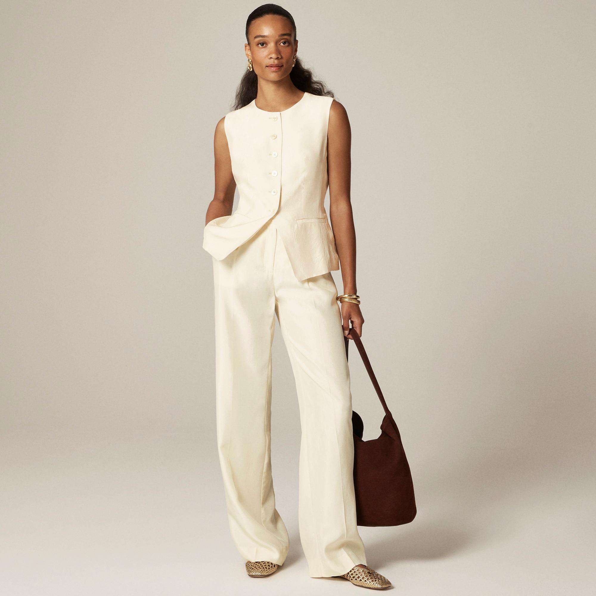 Essential cutaway vest top in textured satin Product Image