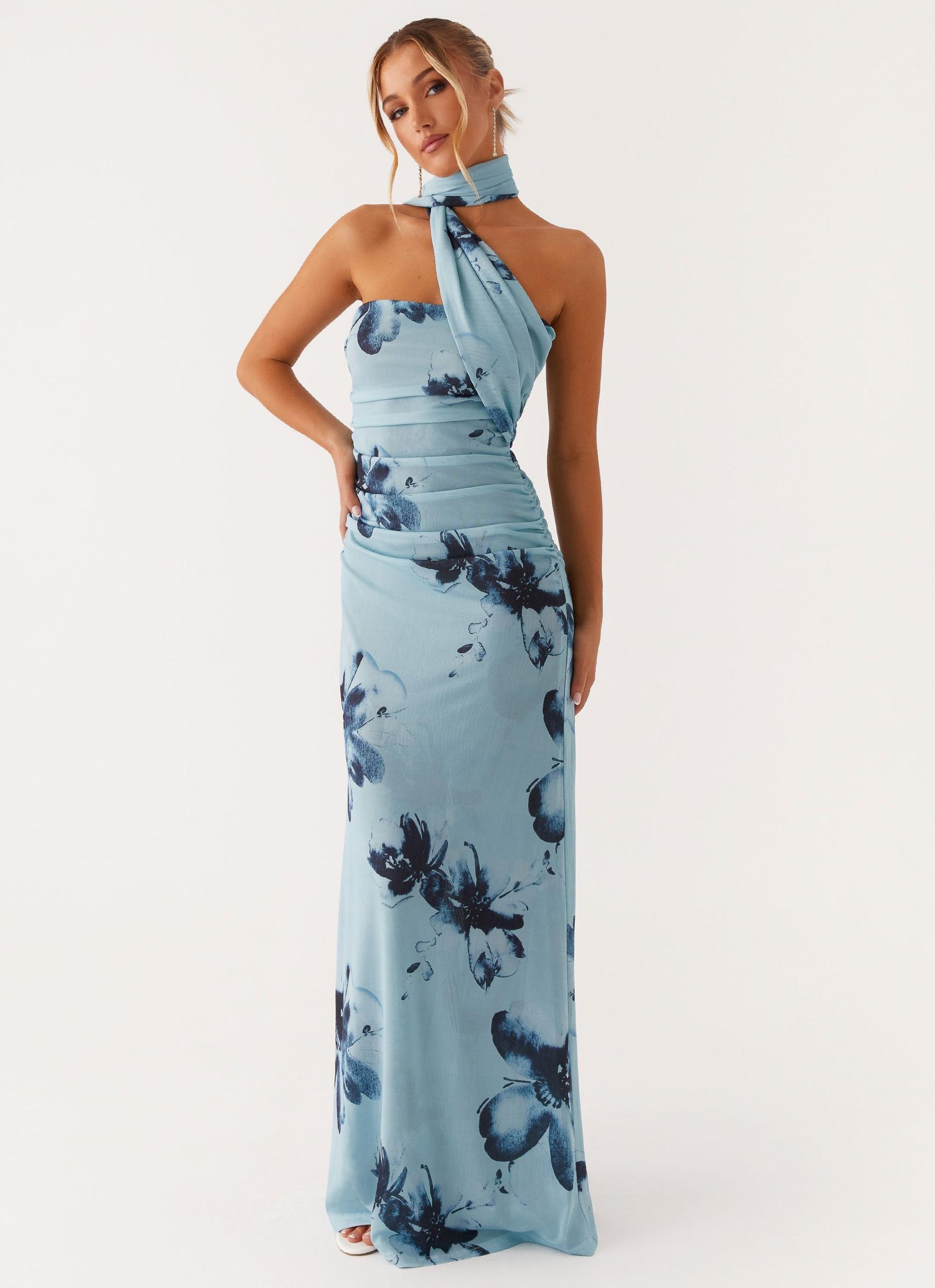 Songbird Maxi Dress - Blue Black Floral Product Image