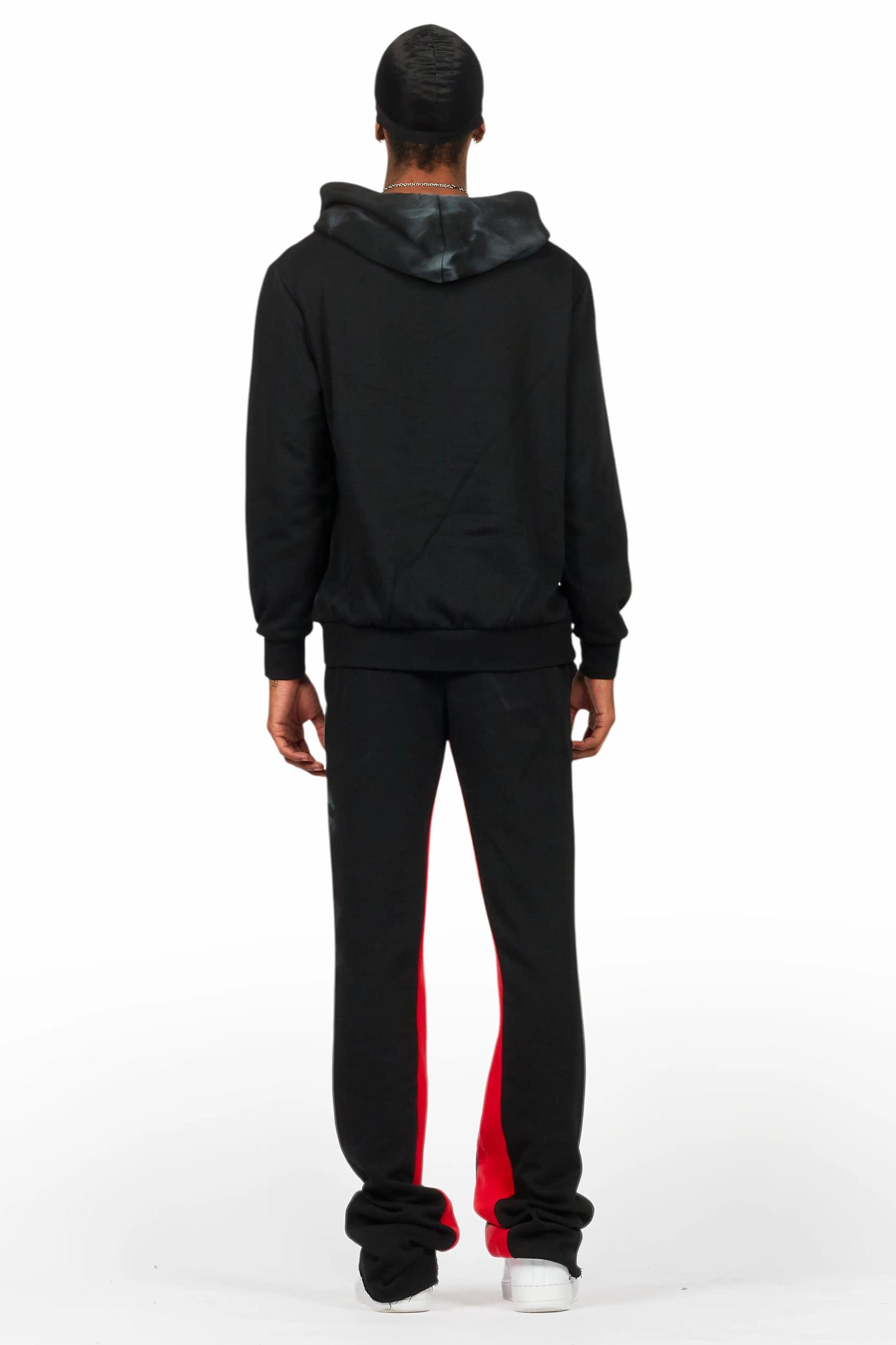 Nelly Black/Red Hoodie/Baggy Track Pant Set Male Product Image