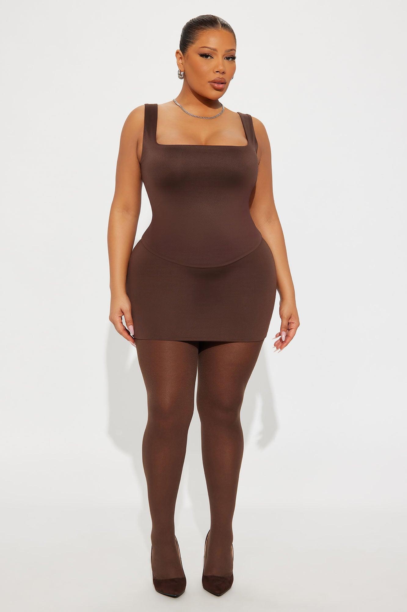 Contour Double Lined Mini Skirt - Chocolate Female Product Image