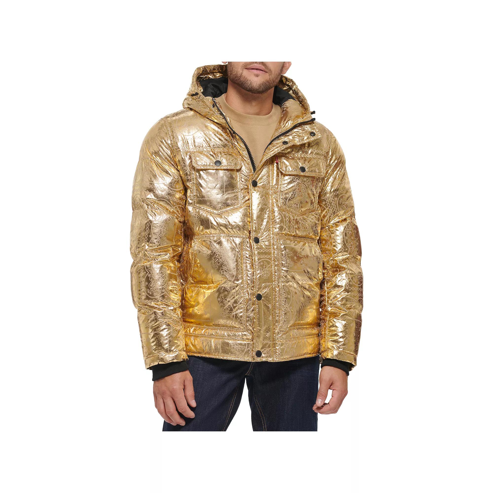 Men's Levi's® Heavyweight Hooded Puffer Jacket, Size: XL, Gold Bandana Product Image