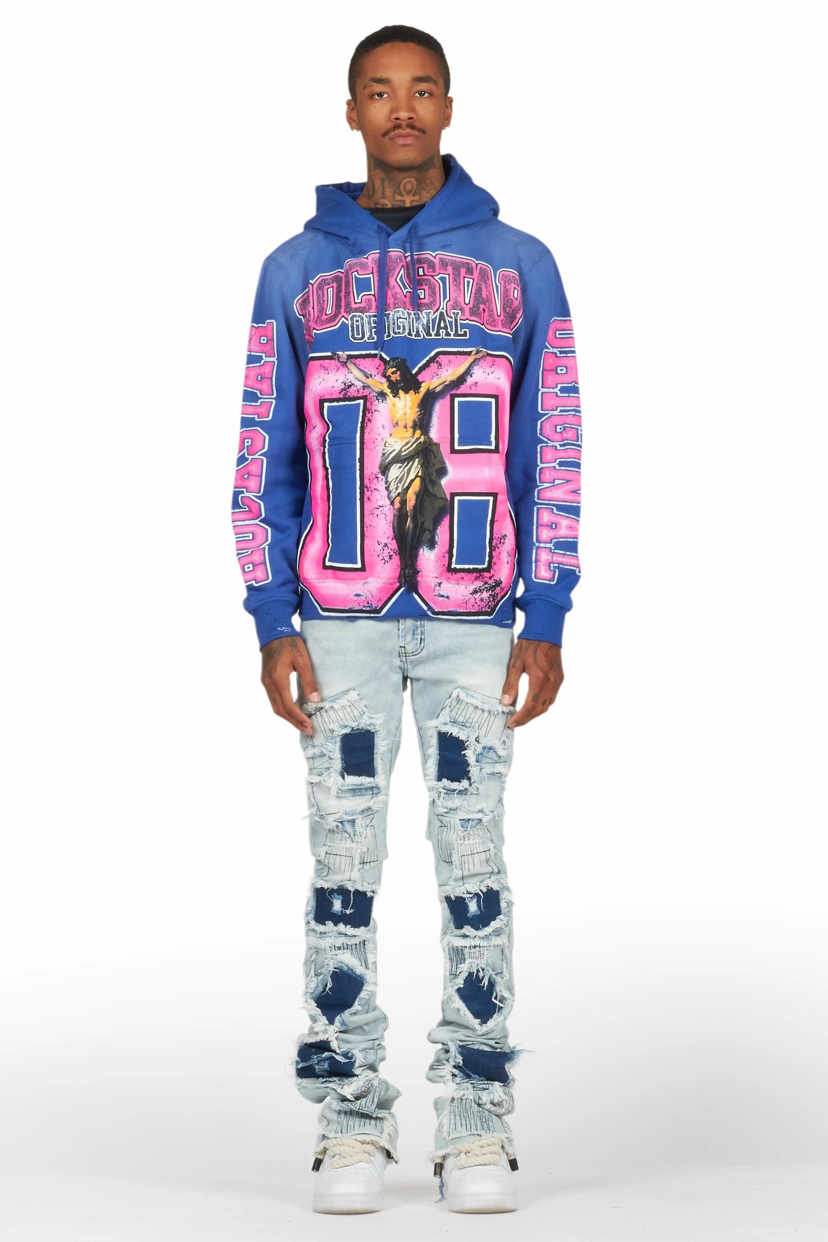 Fields Royal/Light Blue Hoodie/Super Stacked Flare Jean Bundle Male Product Image