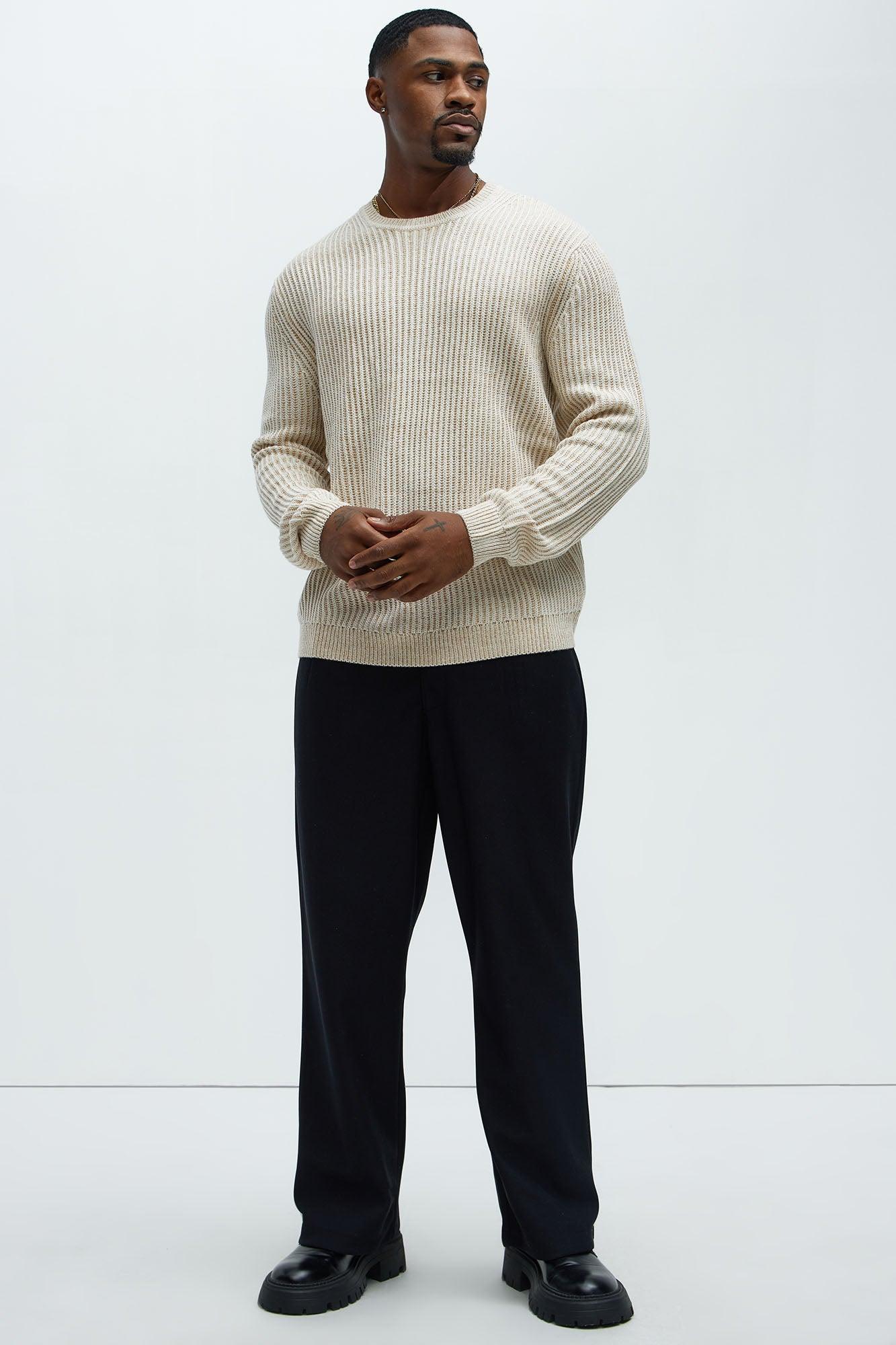 Heavy Ribbed Pullover Sweater - Cream Product Image