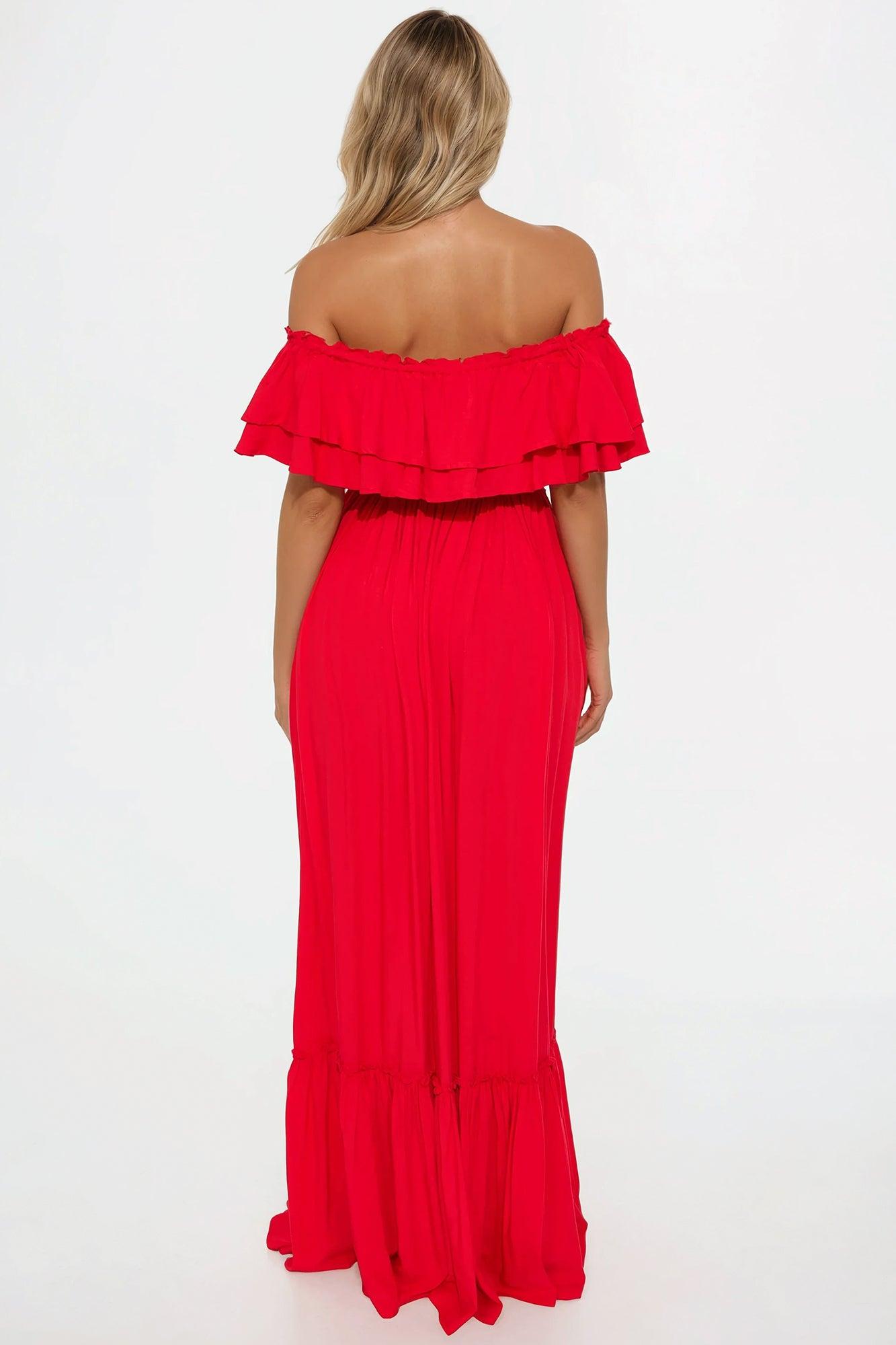 Caribbean Beauty Maxi Dress - Red Product Image