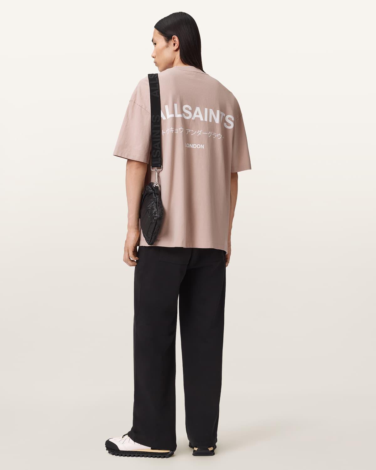 Underground Oversized Crew Neck T-Shirt SOFT PINK | ALLSAINTS US Product Image