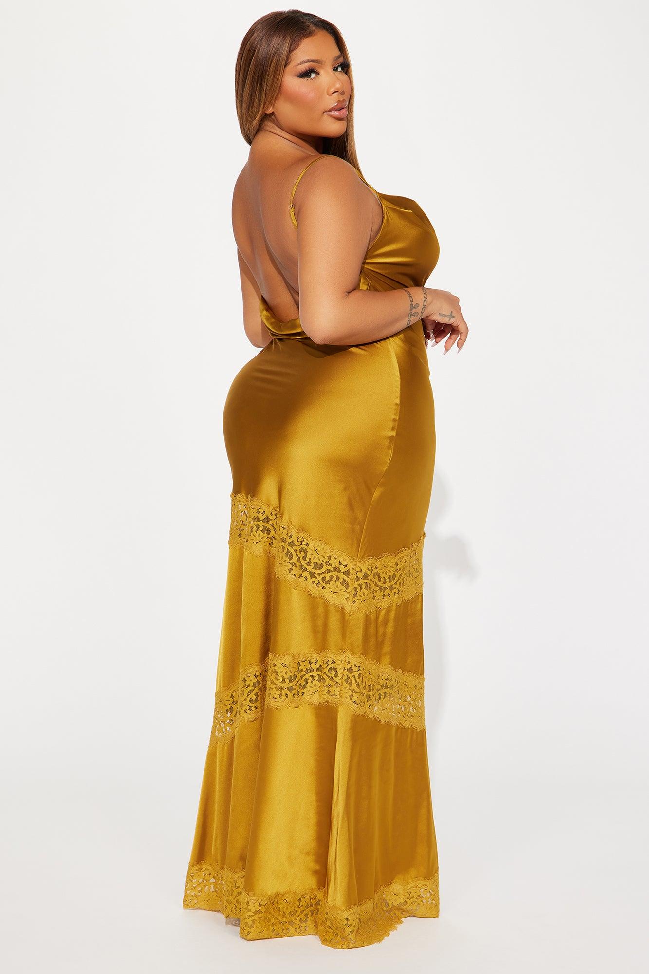 Inside Out Satin Maxi Dress - Gold Product Image