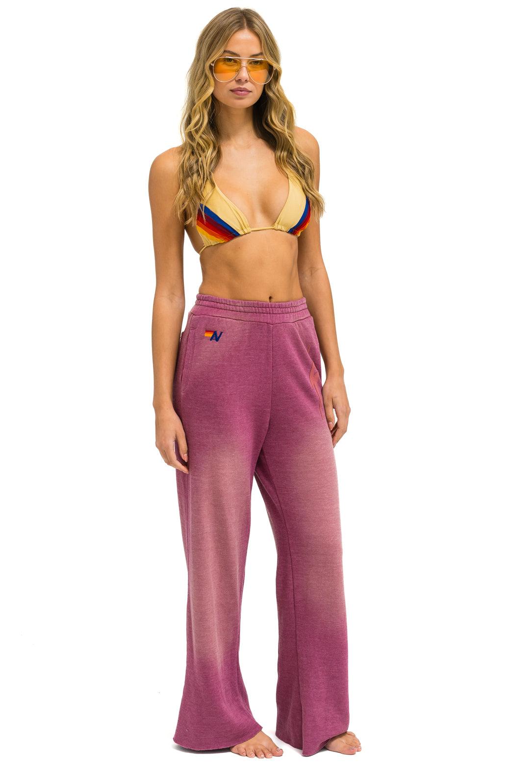BOLT STITCH WIDE LEG POCKET SWEATPANTS - FADED BERRY Female Product Image