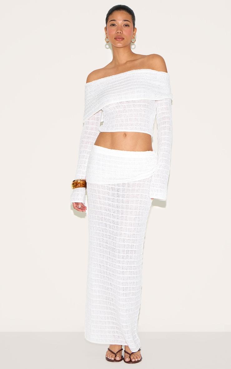 White Bardot Textured Knit Top Product Image