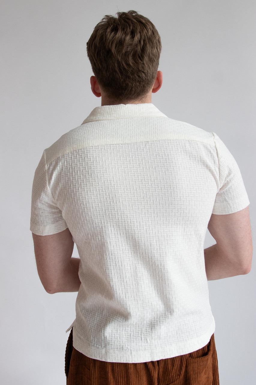 Textured Basket Weave Knit Button Up Shirt Product Image