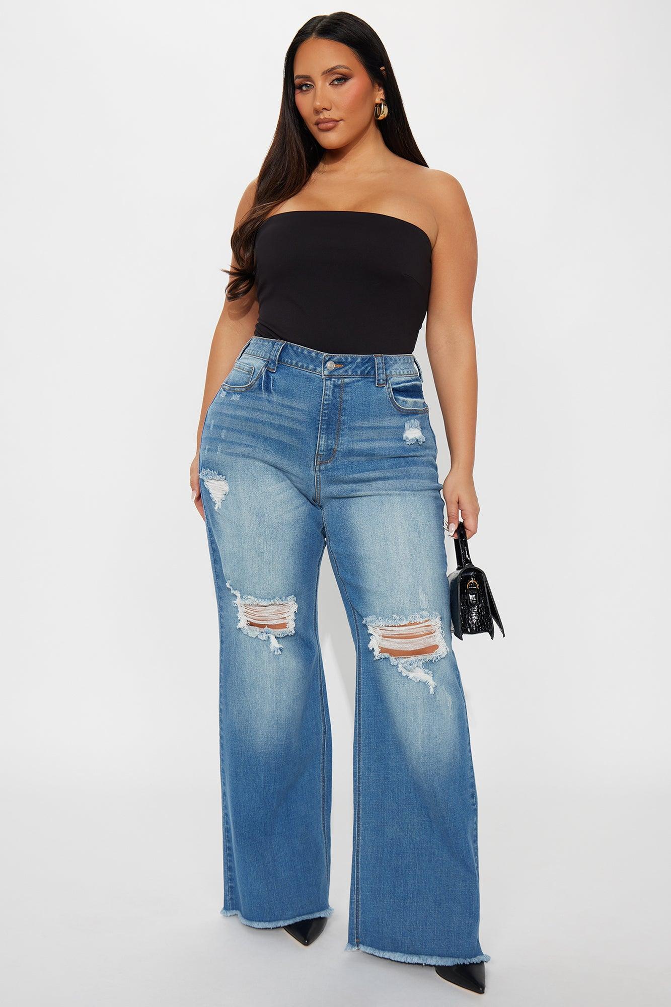 Coldwater Canyon Stretch Ripped Wide Leg Jeans - Medium Wash Female Product Image