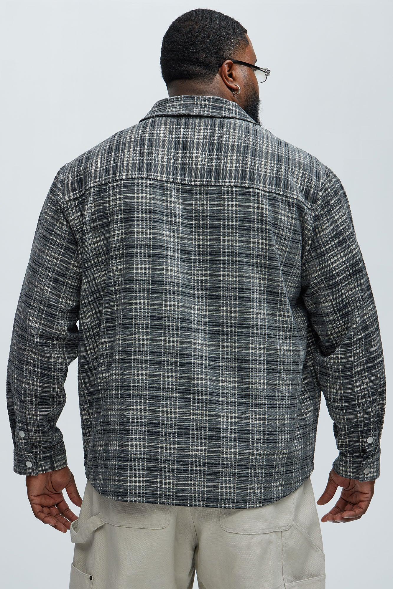 Walter Textured Plaid Button Up Shirt - Black/combo Product Image