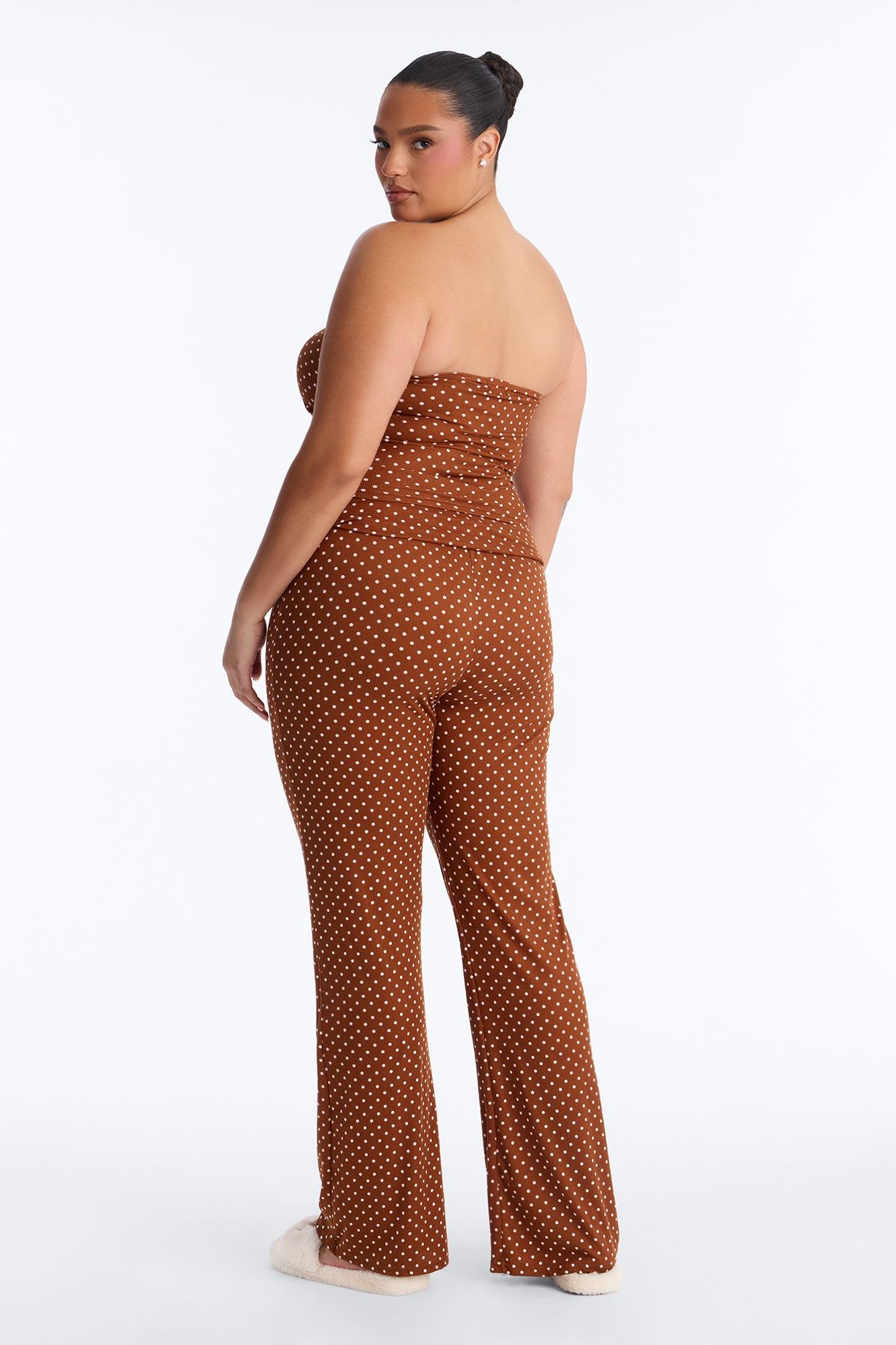 Must Be Dreaming Tube Top Foldover PJ Pant Set - Chocolate Female Product Image